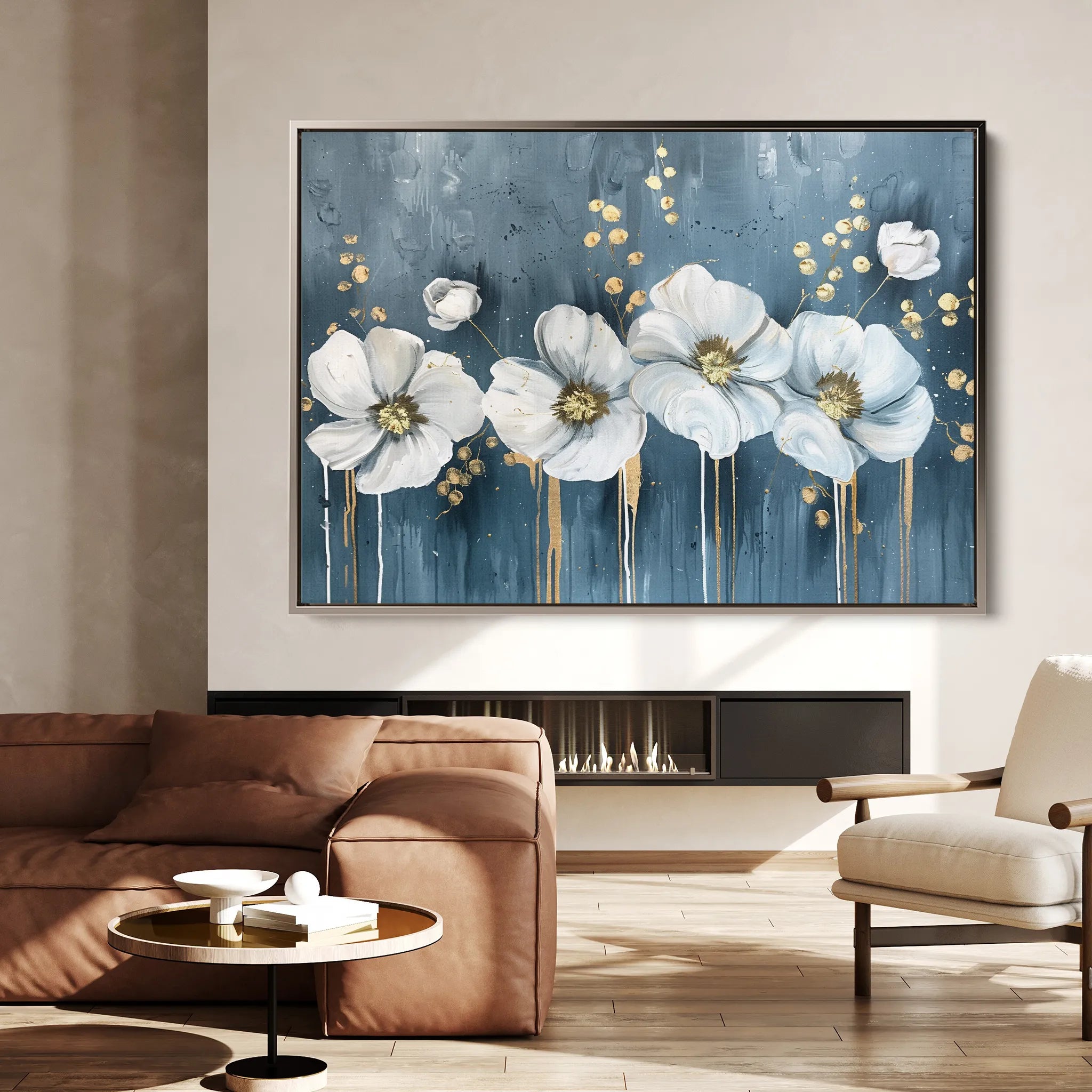 Floral 071 Canvas Art 60 x 40 cm / Black