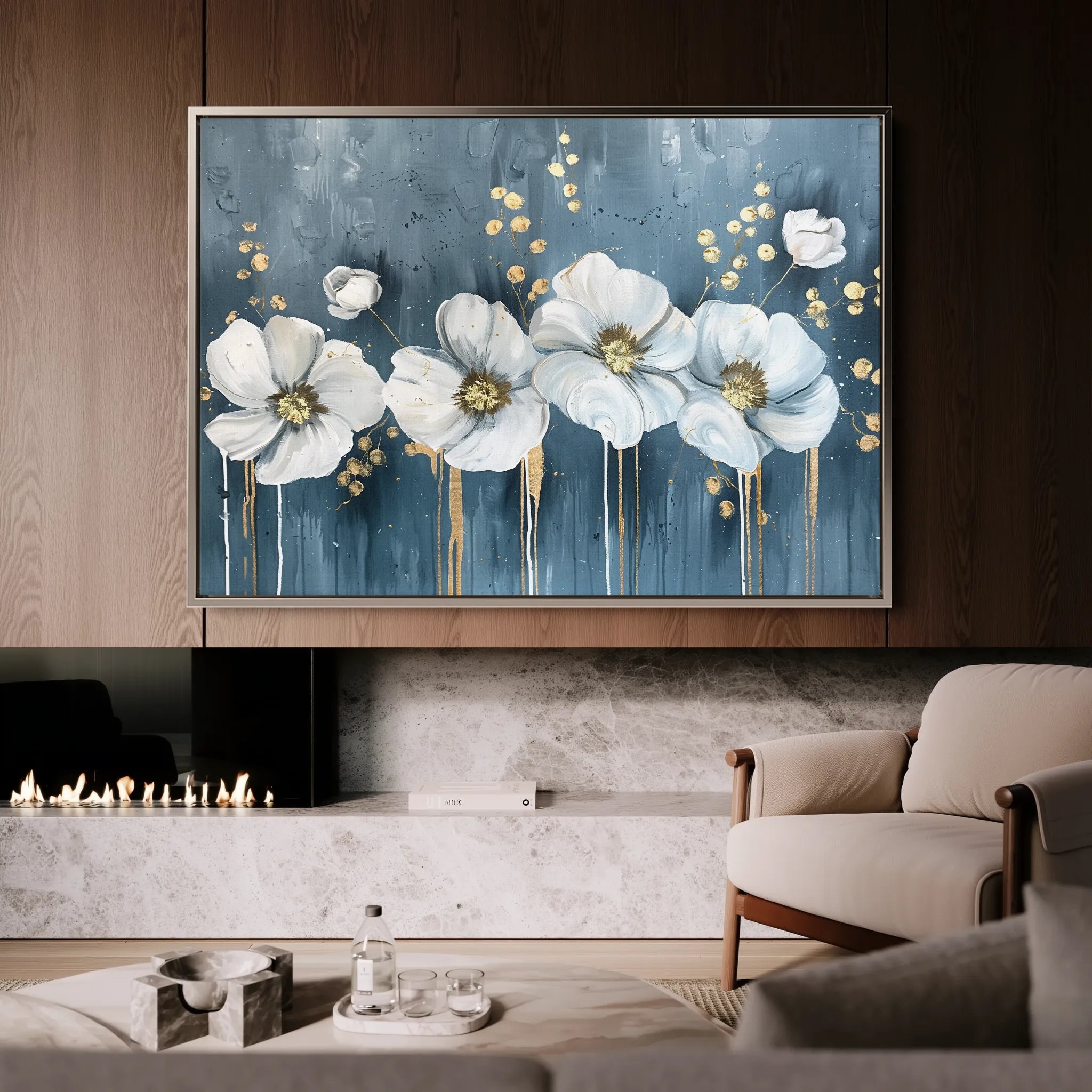 Floral 071 Canvas Art 60 x 40 cm / Black