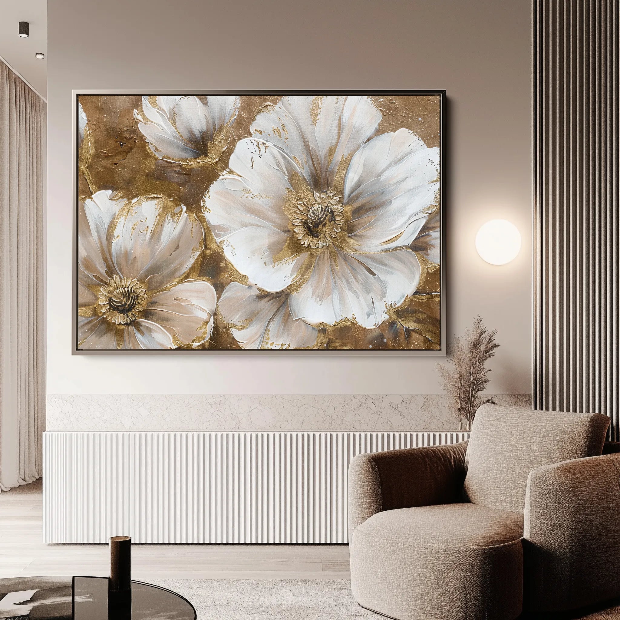 Floral 072 Canvas Art 60 x 40 cm / Black