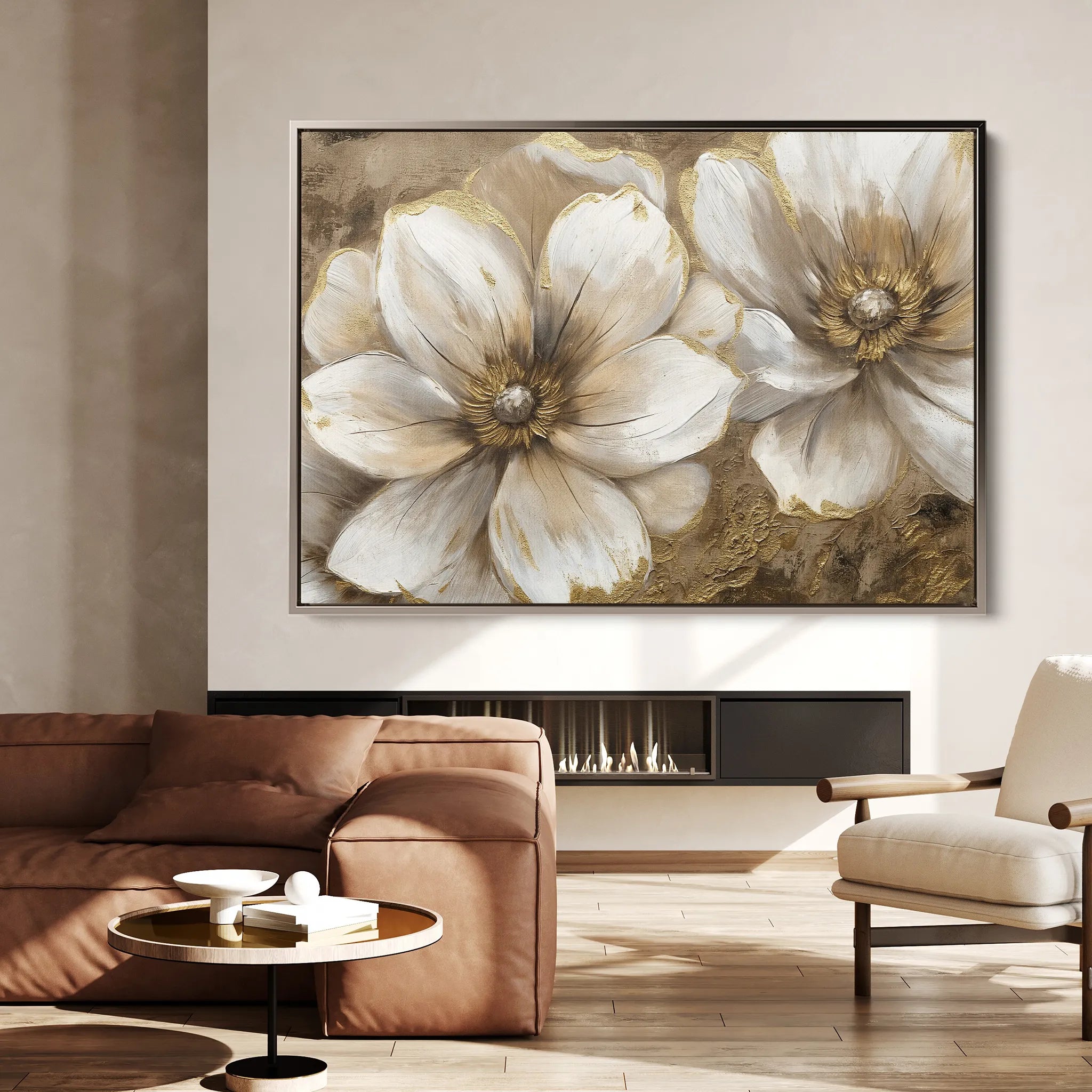 Floral 073 Canvas Art 60 x 40 cm / Black