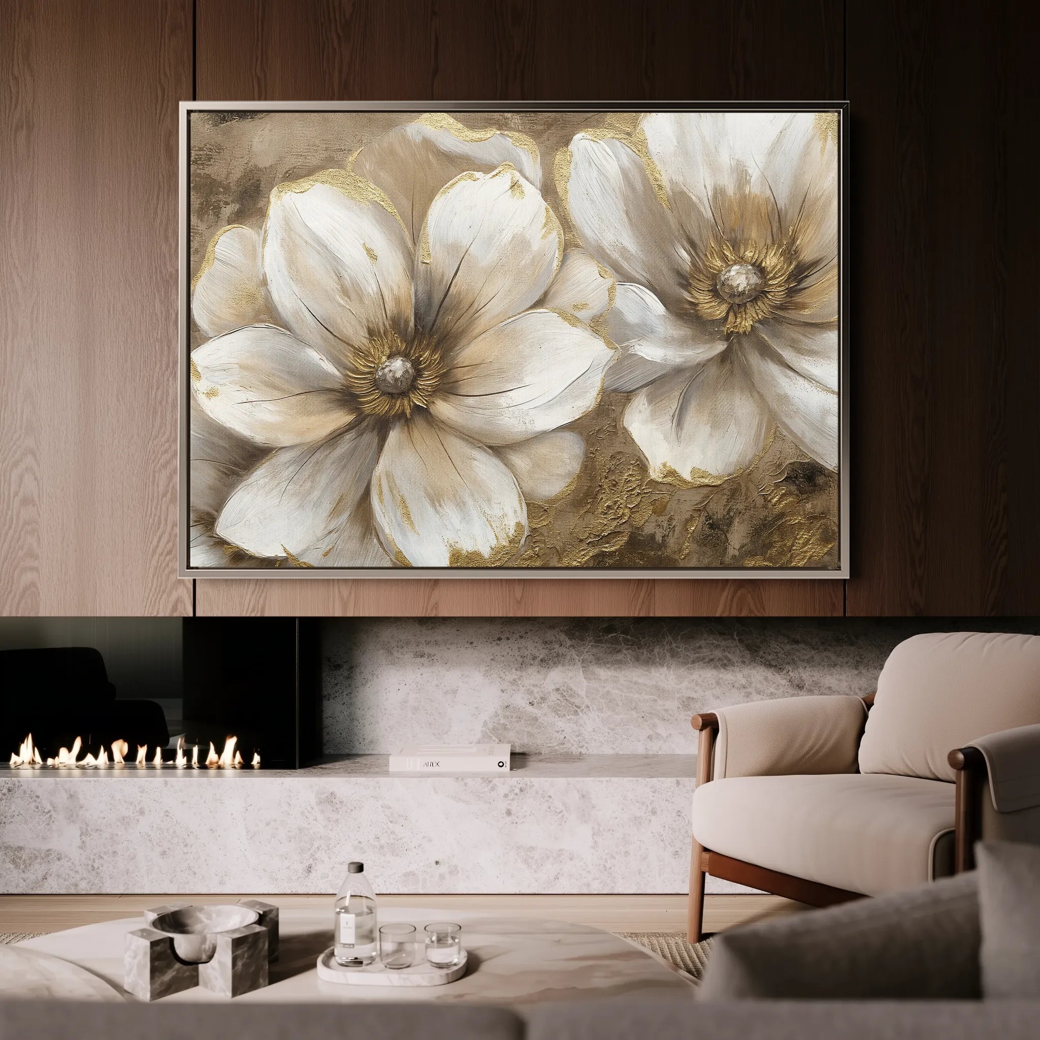 Floral 073 Canvas Art 60 x 40 cm / Black