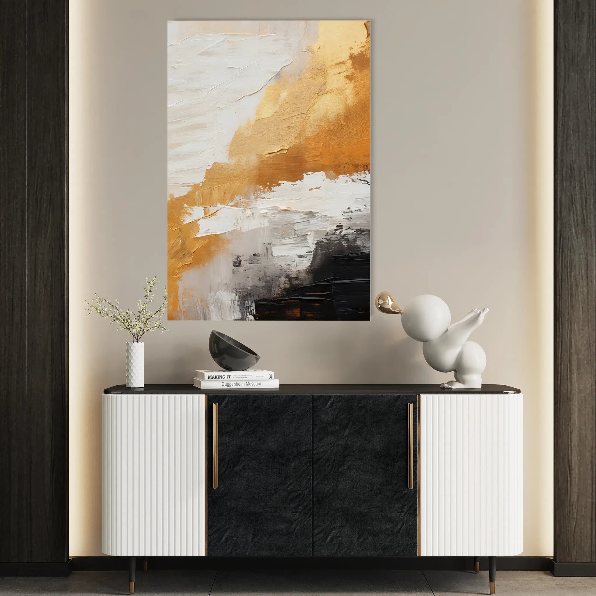 Abstract 074 Canvas Art 60 x 40 cm / Black