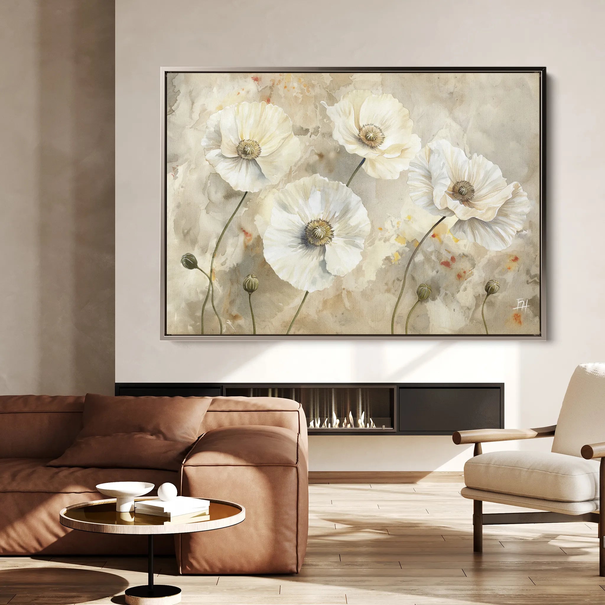 Floral 074 Canvas Art 60 x 40 cm / Black