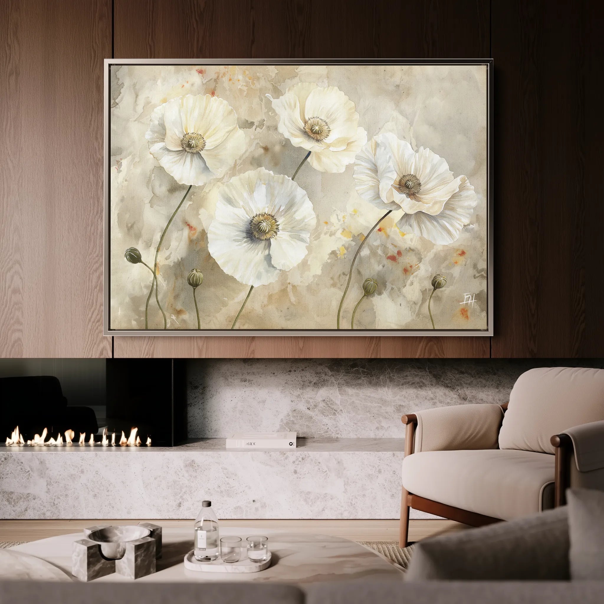 Floral 074 Canvas Art 60 x 40 cm / Black