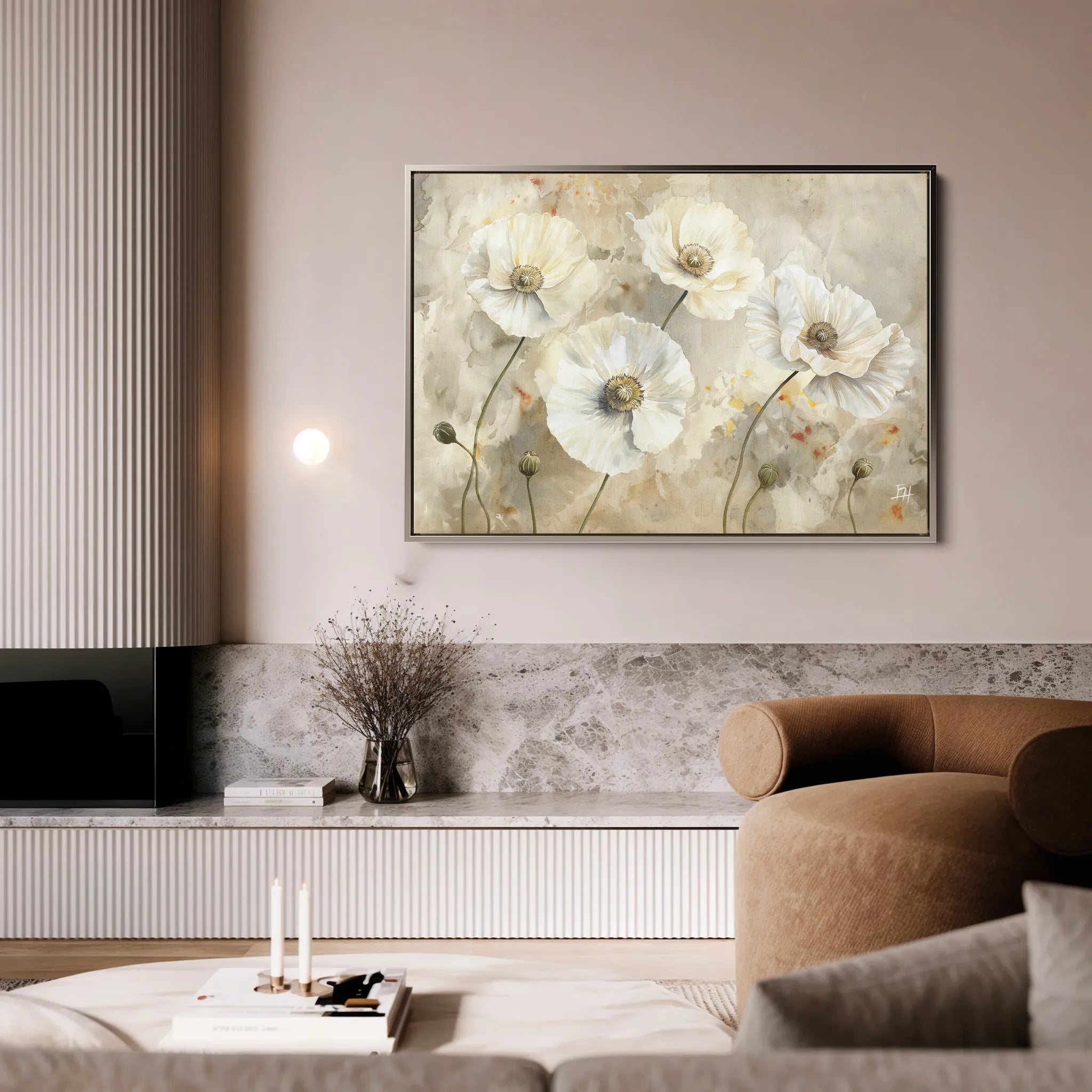 Floral 074 Canvas Art 60 x 40 cm / Black