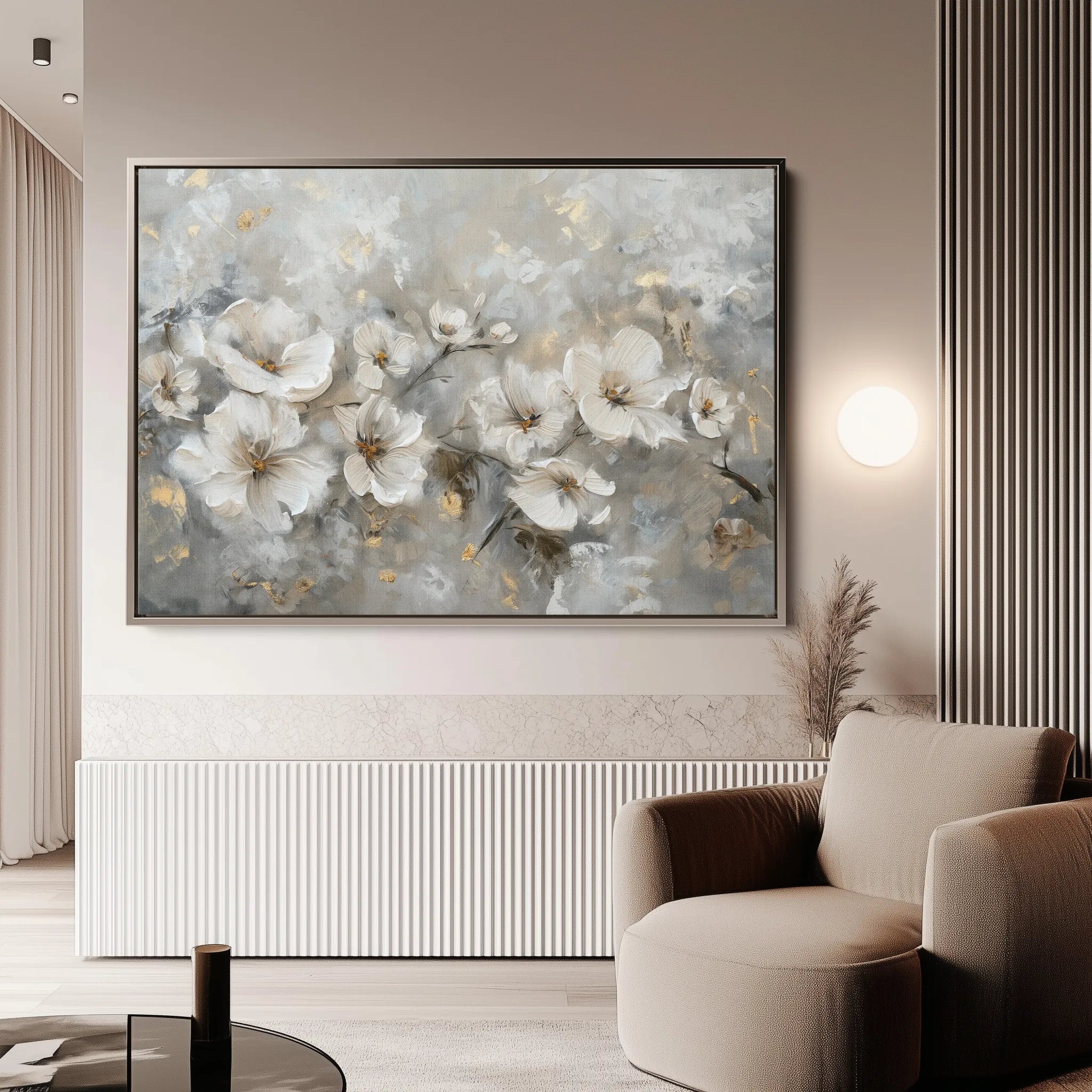 Floral 075 Canvas Art 60 x 40 cm / Black