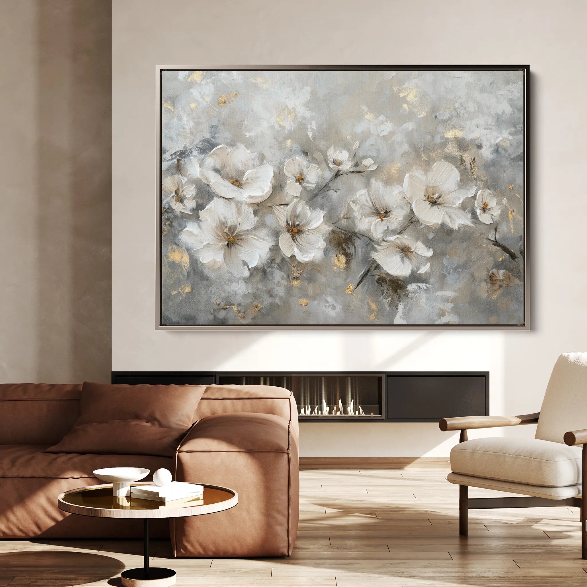 Floral 075 Canvas Art 60 x 40 cm / Black