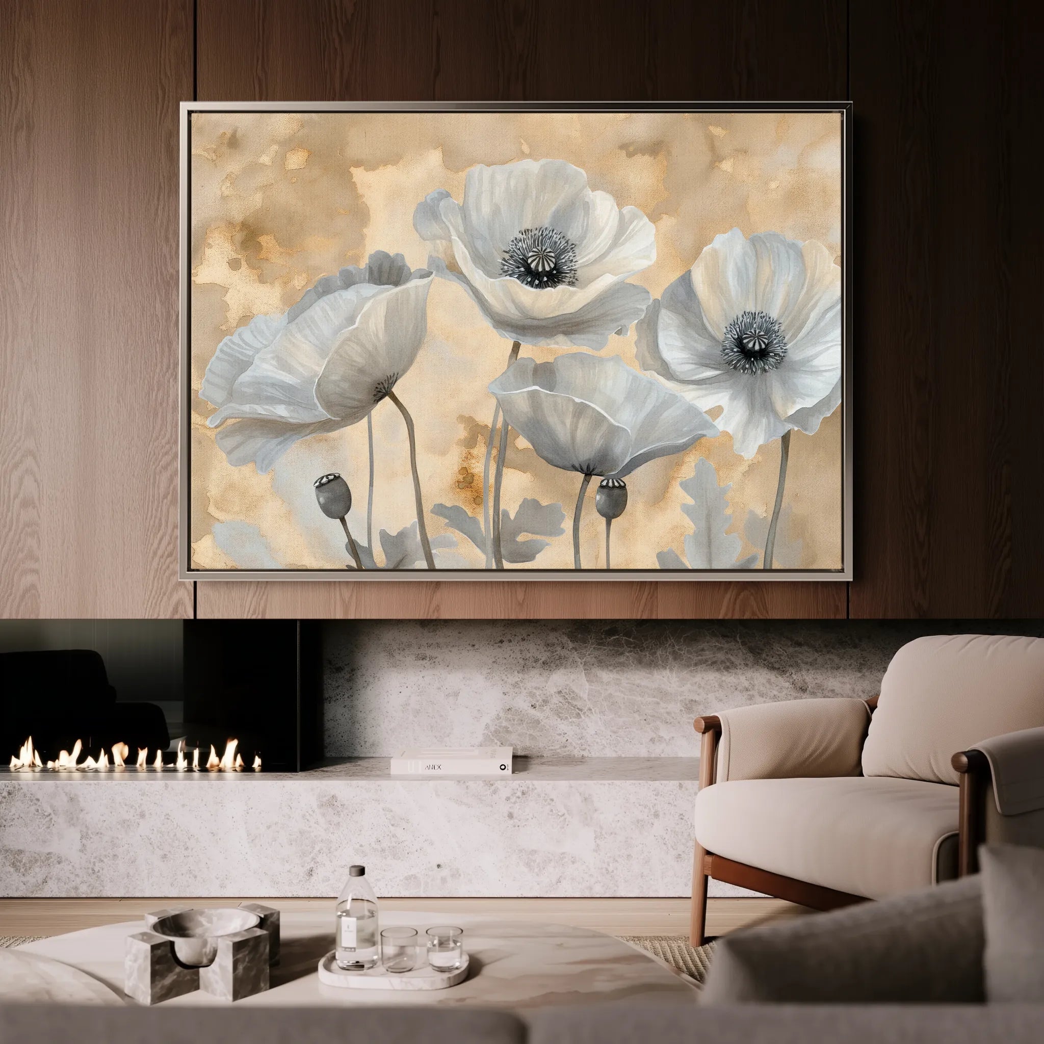 Floral 076 Canvas Art 60 x 40 cm / Black