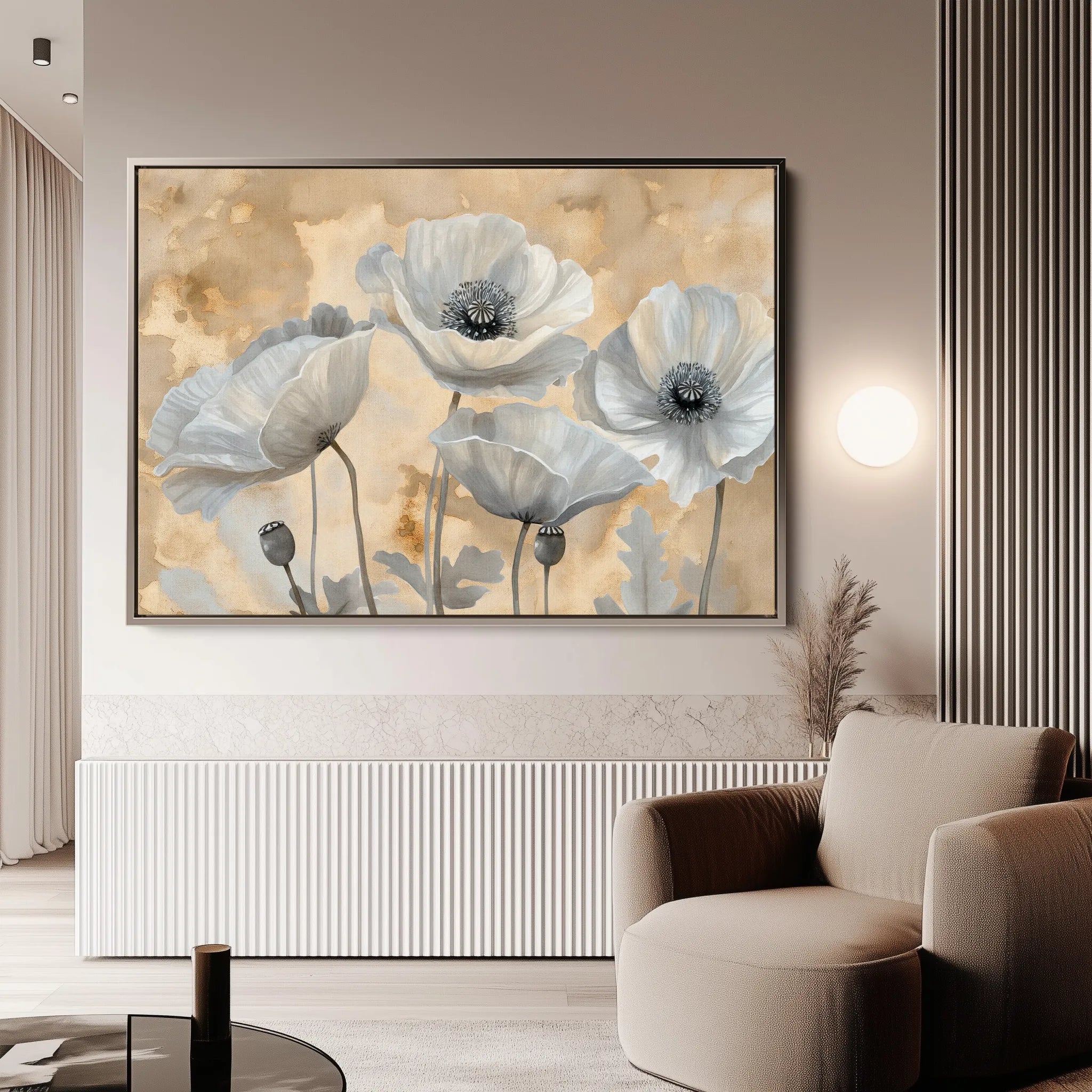 Floral 076 Canvas Art 60 x 40 cm / Black