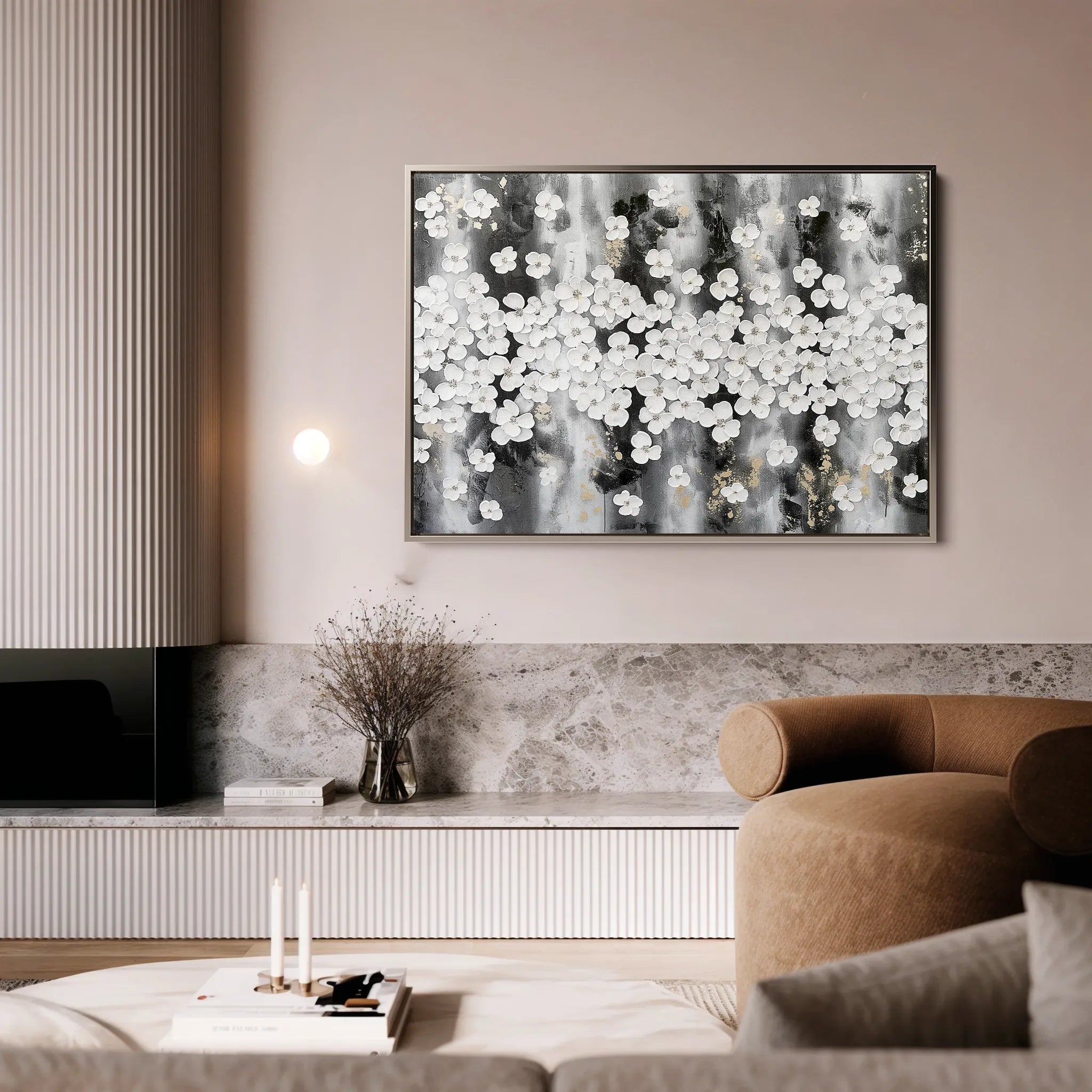 Floral 077 Canvas Art 60 x 40 cm / Black