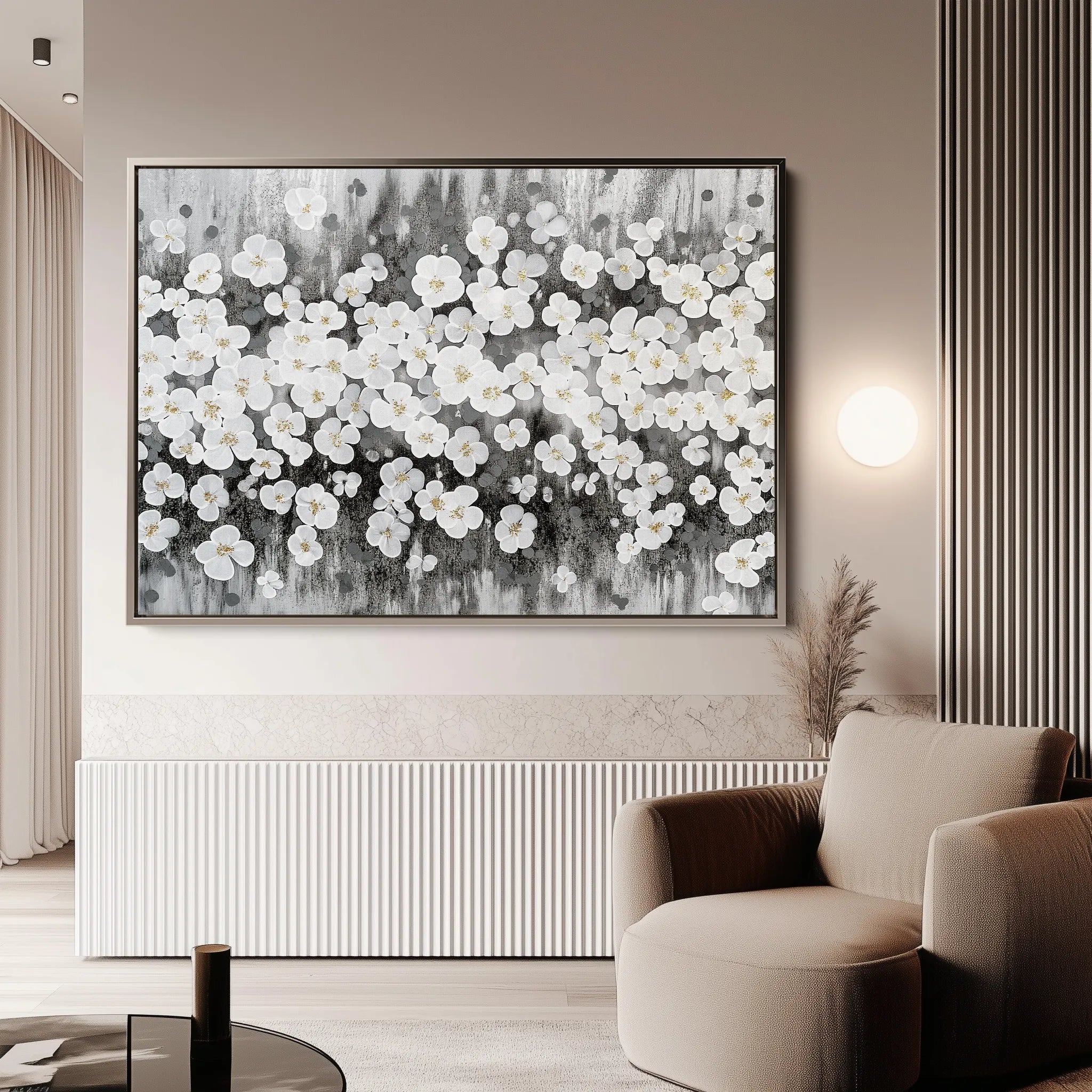 Floral 078 Canvas Art 60 x 40 cm / Black