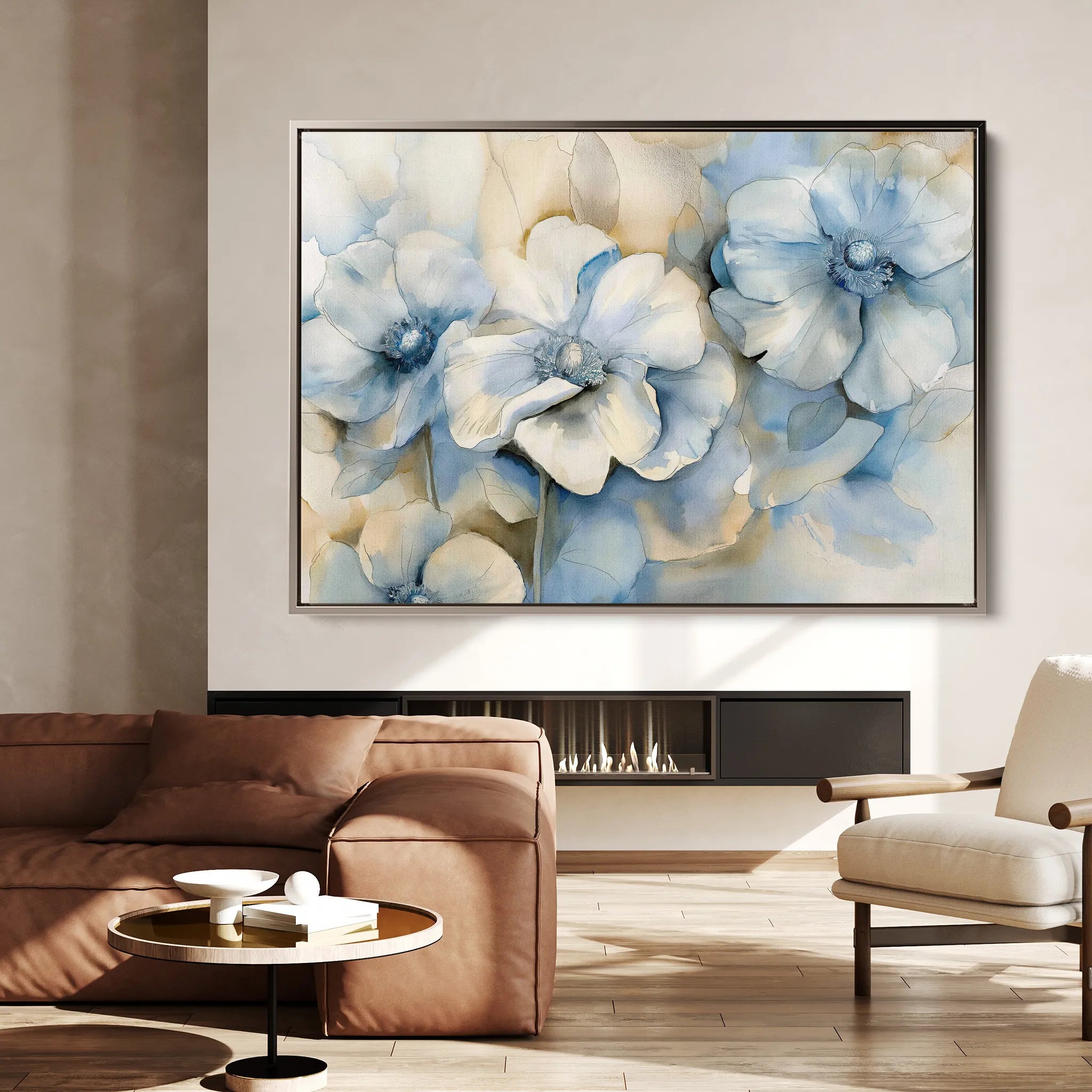 Floral 080 Canvas Art 60 x 40 cm / Black