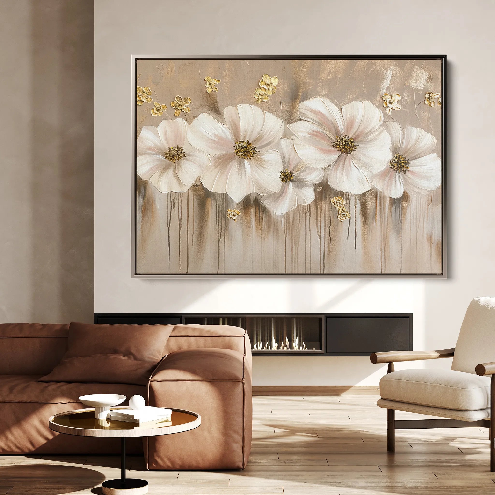 Floral 081 Canvas Art 60 x 40 cm / Black