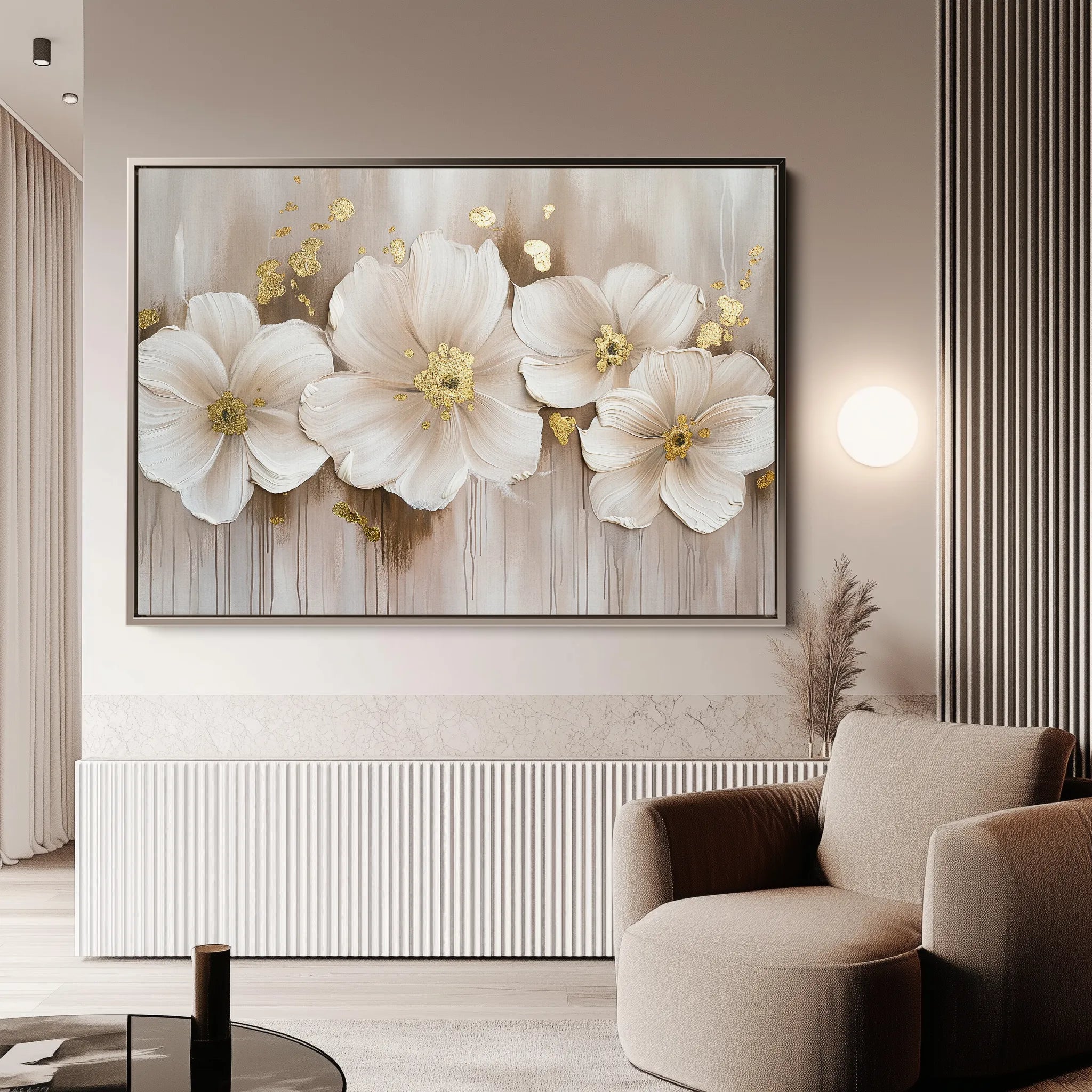 Floral 082 Canvas Art 60 x 40 cm / Black