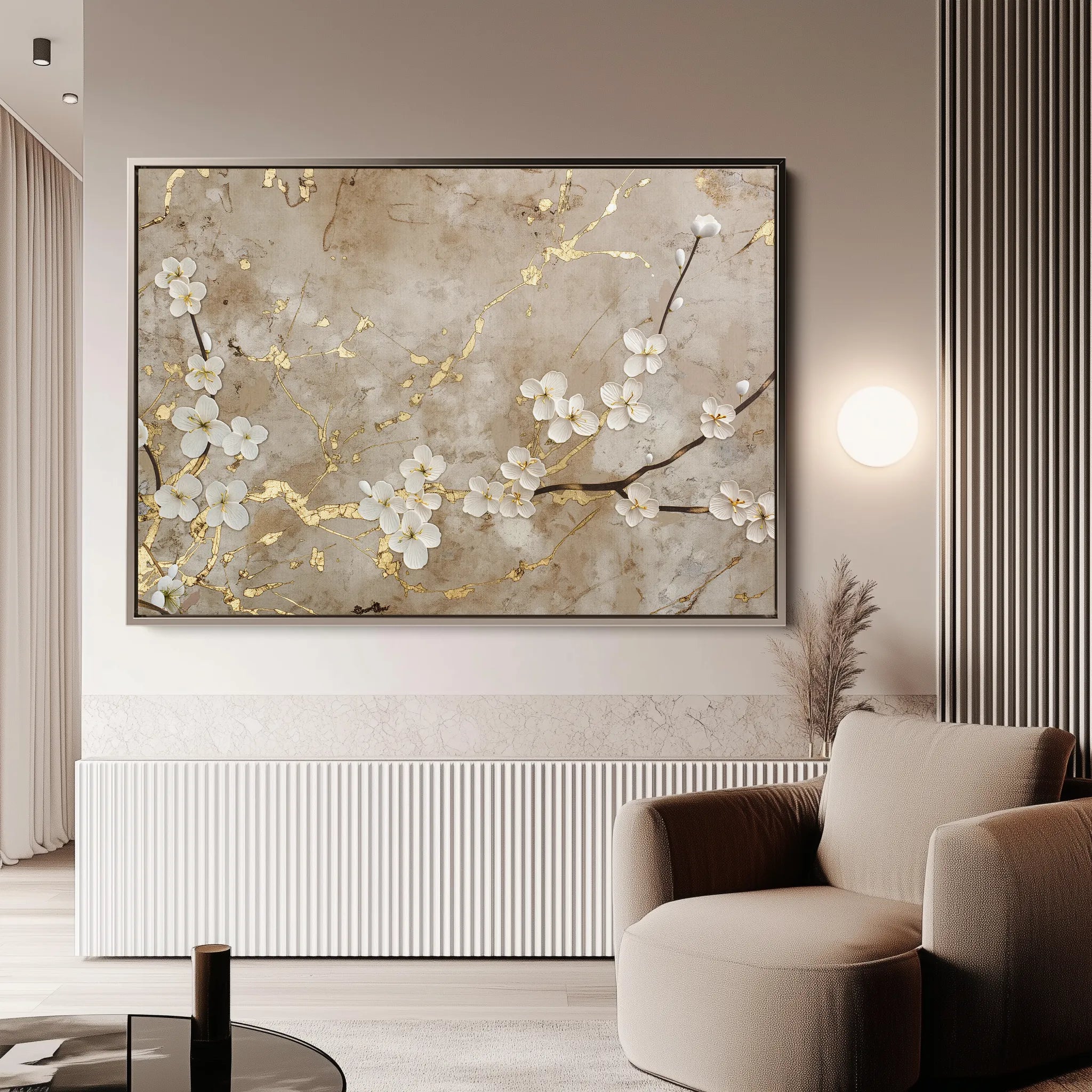 Floral 084 Canvas Art 60 x 40 cm / Black