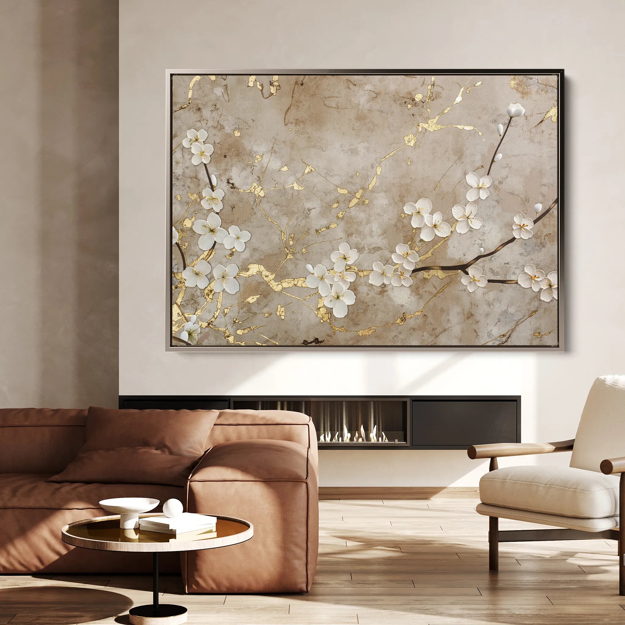 Floral 084 Canvas Art 60 x 40 cm / Black