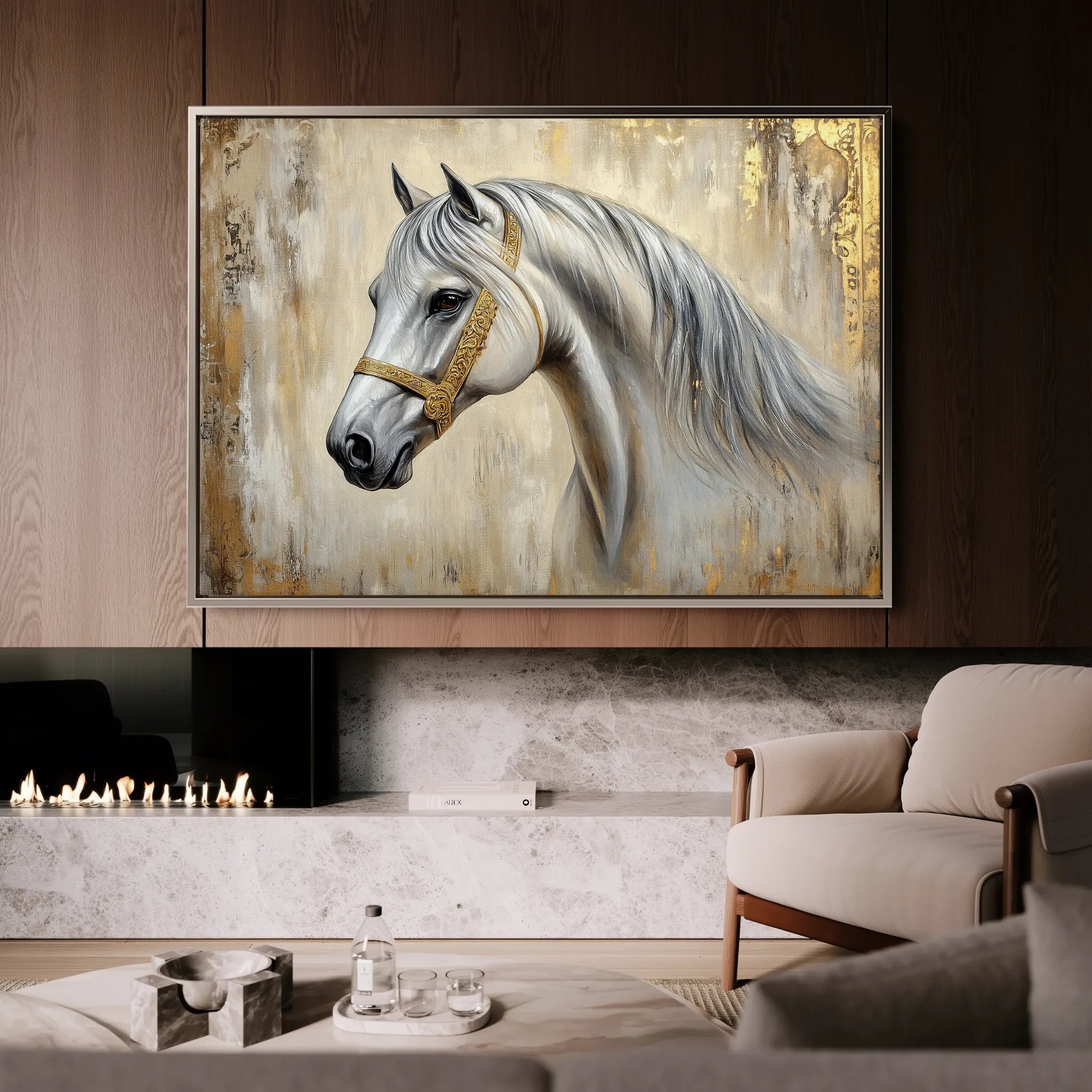 Horses 086 Canvas Art 60 x 40 cm / Black
