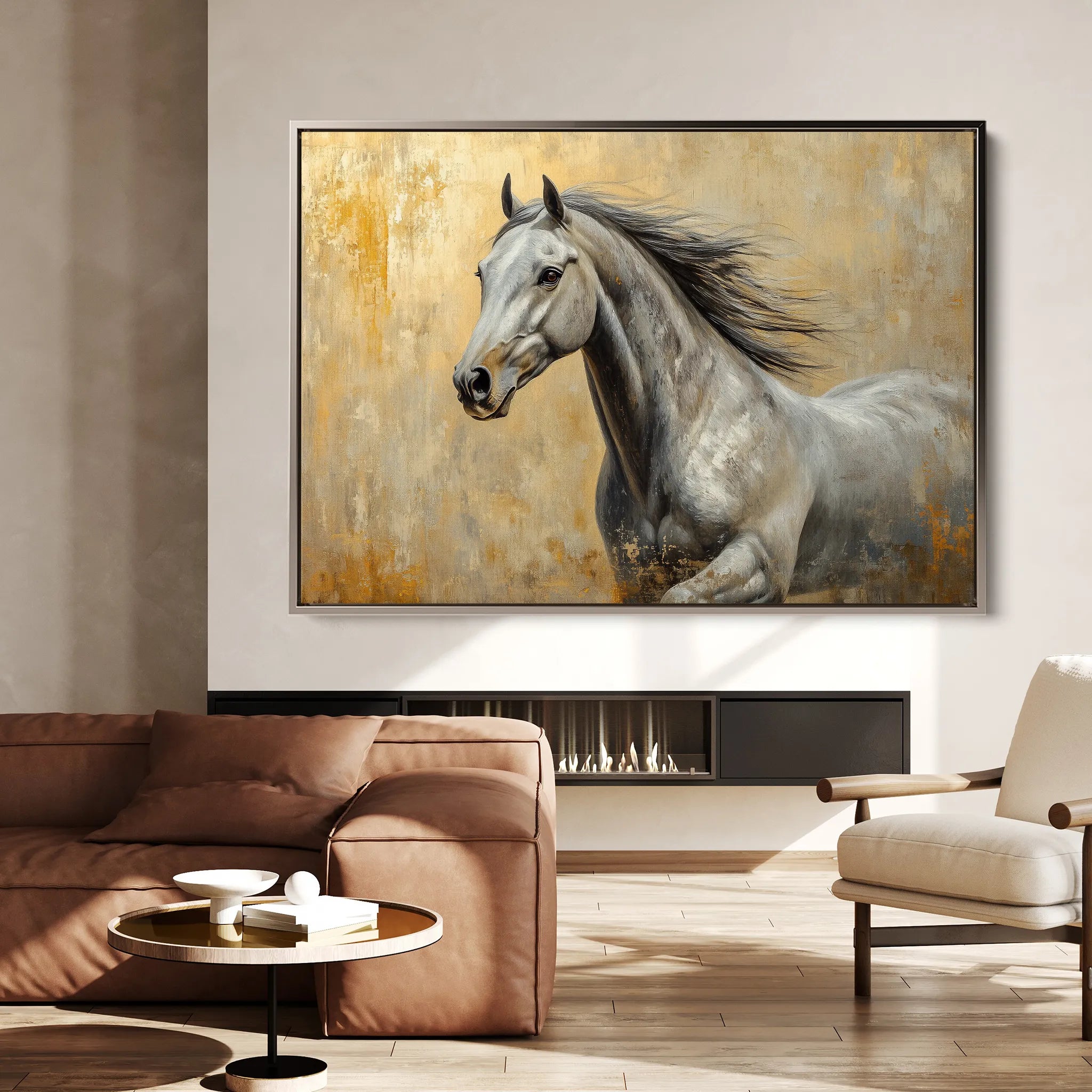 Horses 089 Canvas Art 60 x 40 cm / Black