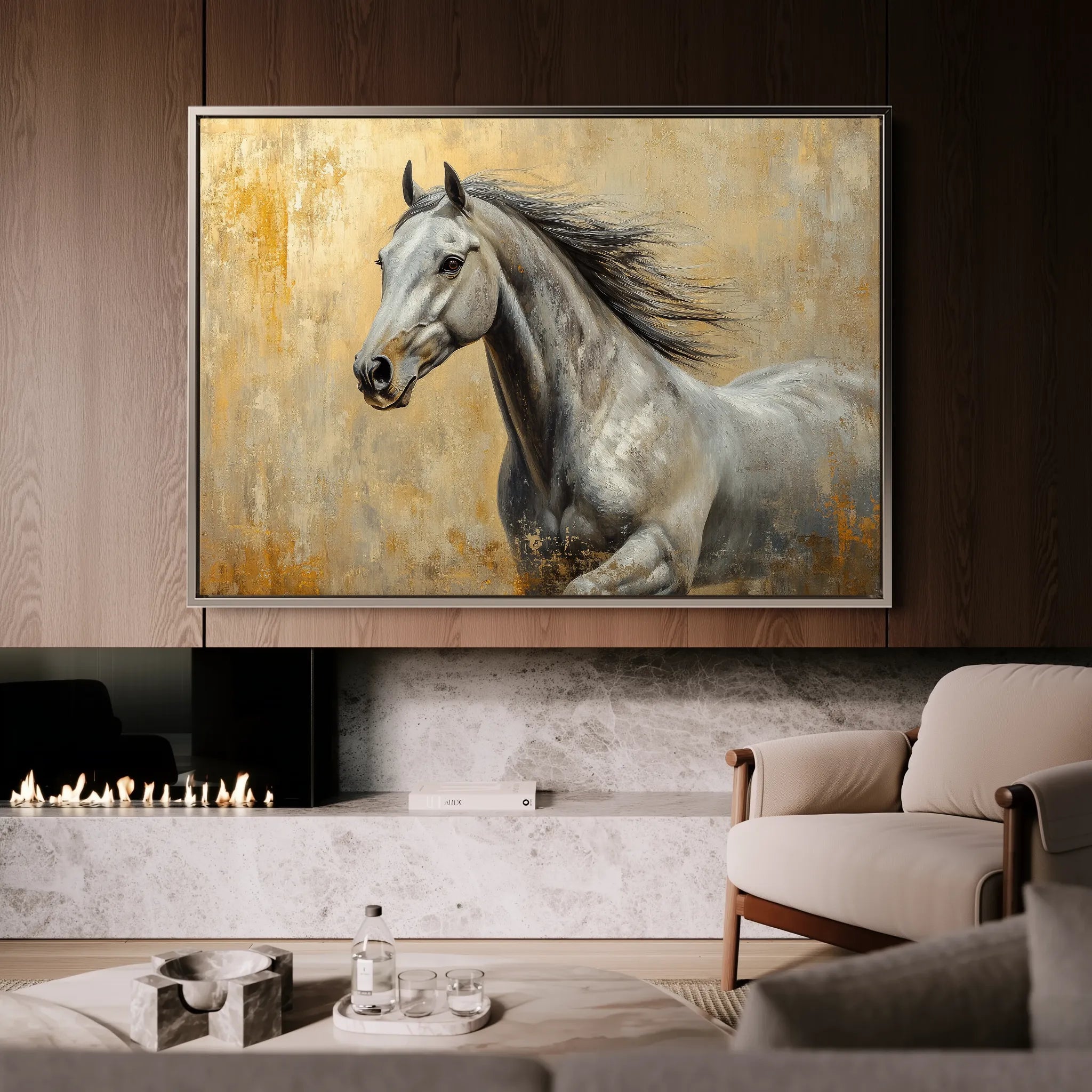 Horses 089 Canvas Art 60 x 40 cm / Black
