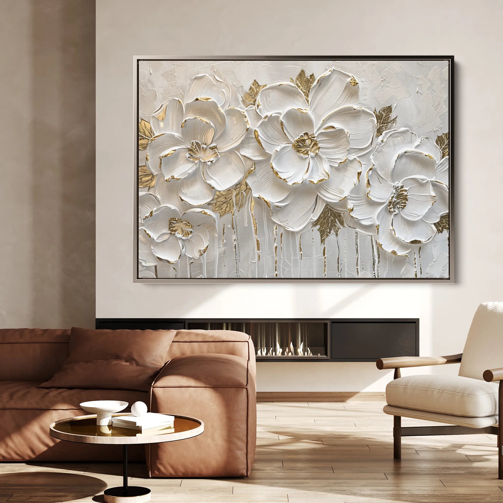 Floral 090 Canvas Art 60 x 40 cm / Black