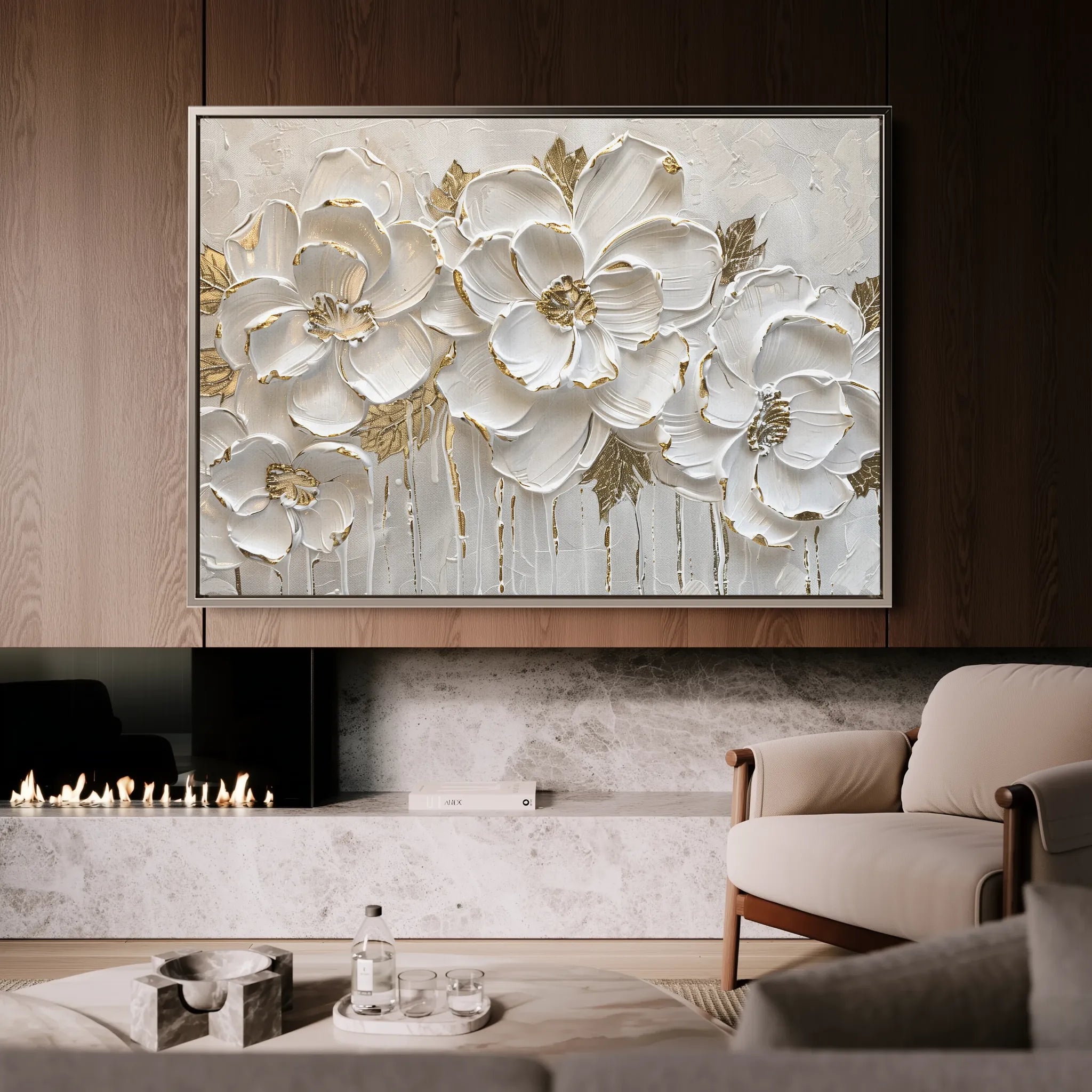 Floral 090 Canvas Art 60 x 40 cm / Black