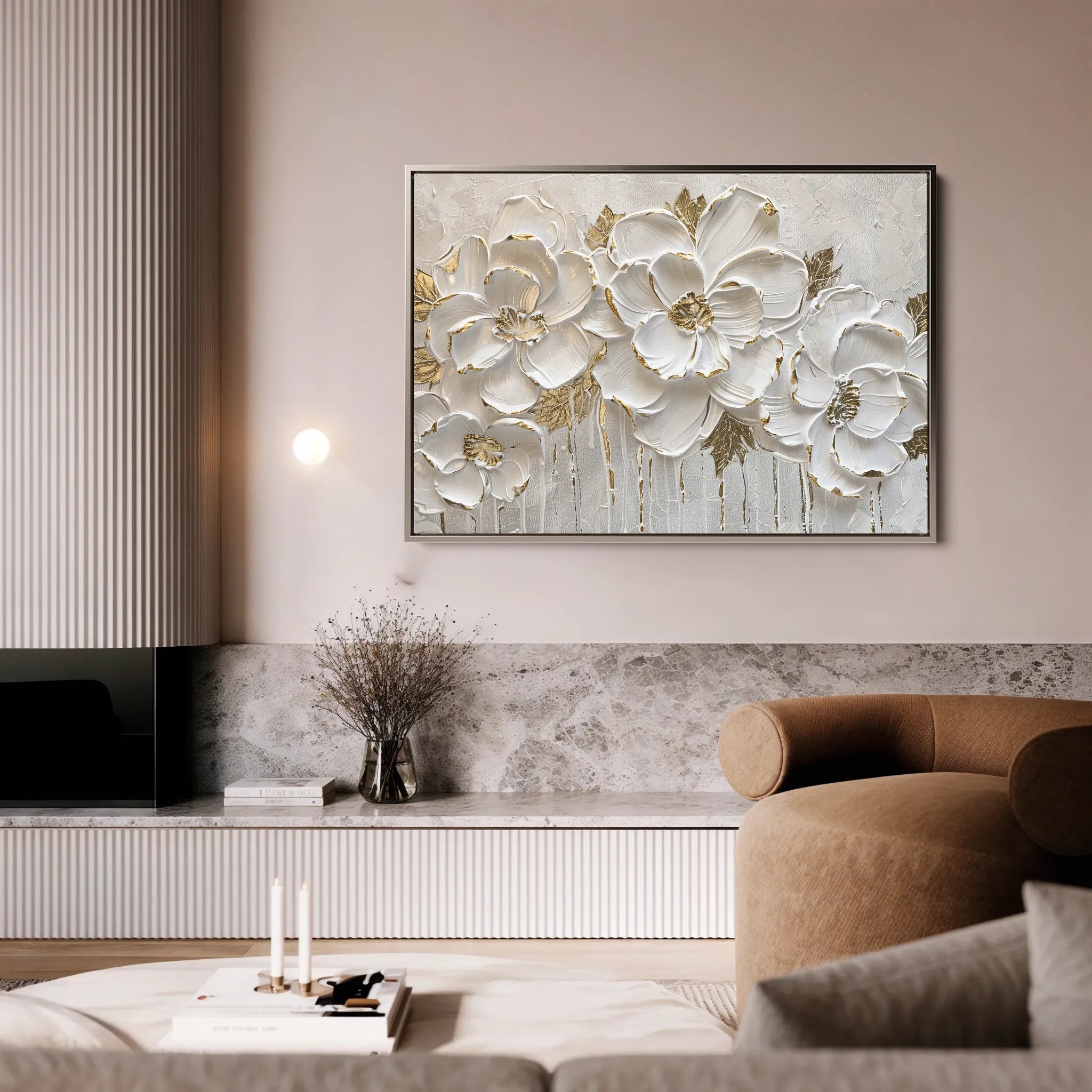 Floral 090 Canvas Art 60 x 40 cm / Black