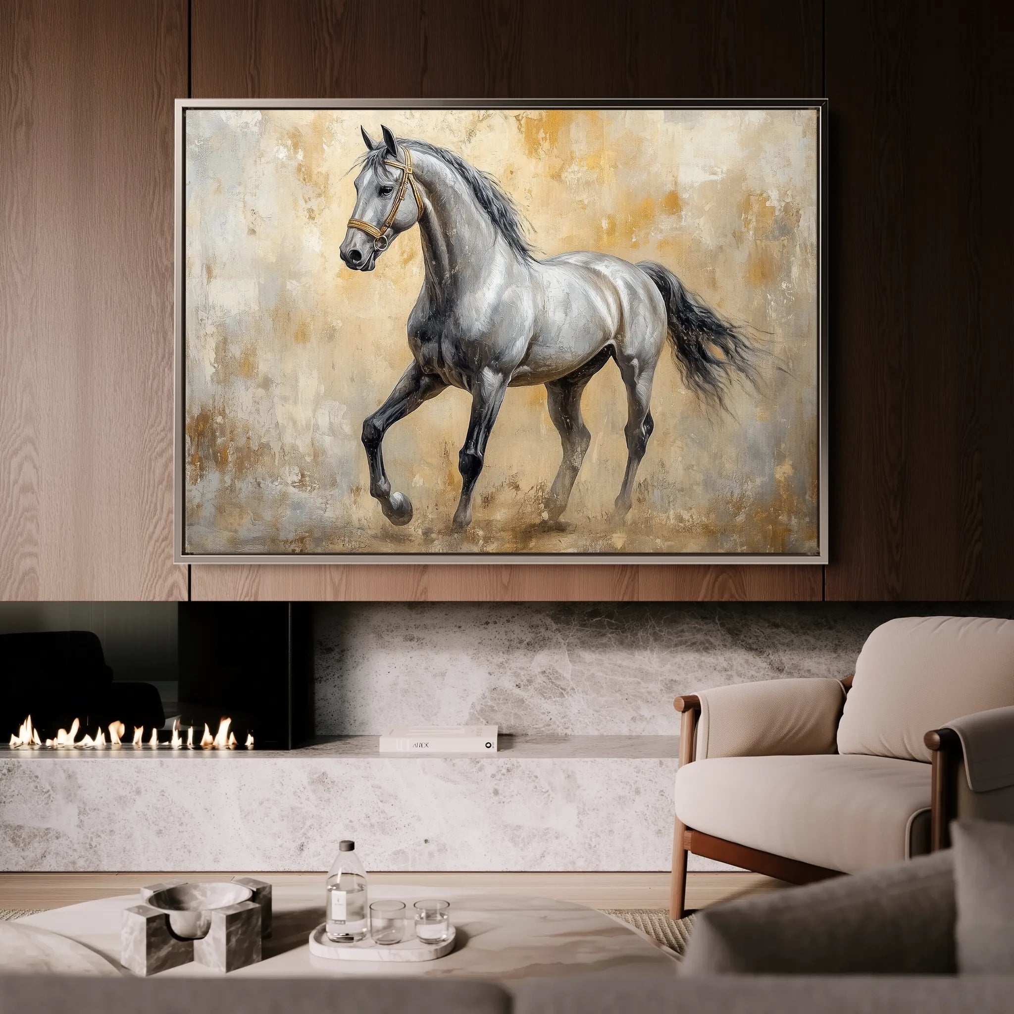 Horses 091 Canvas Art 60 x 40 cm / Black