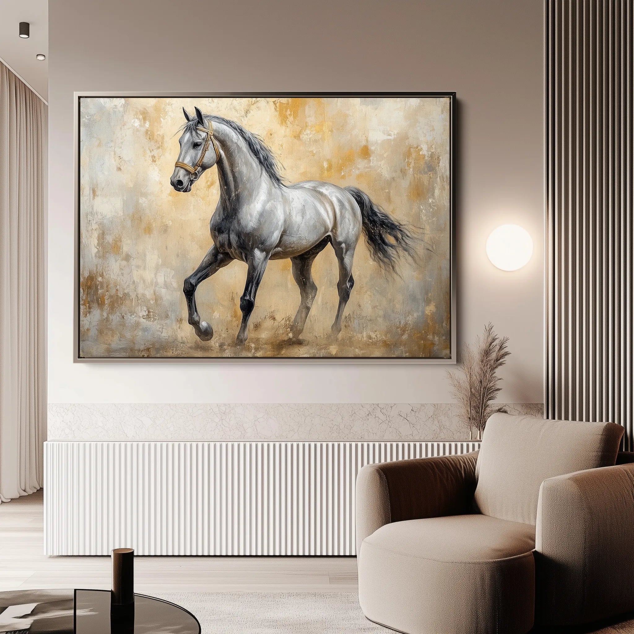 Horses 091 Canvas Art 60 x 40 cm / Black