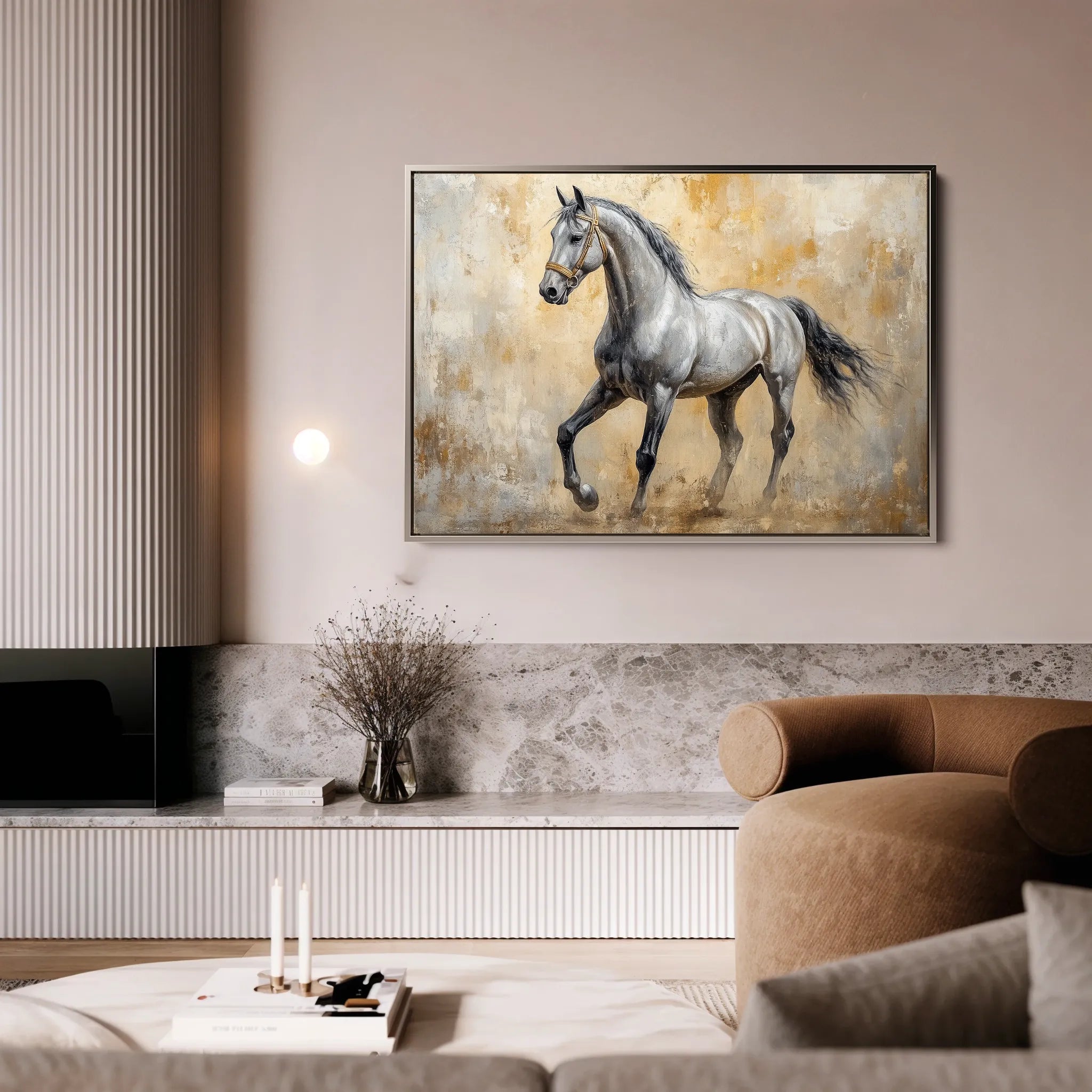 Horses 091 Canvas Art 60 x 40 cm / Black