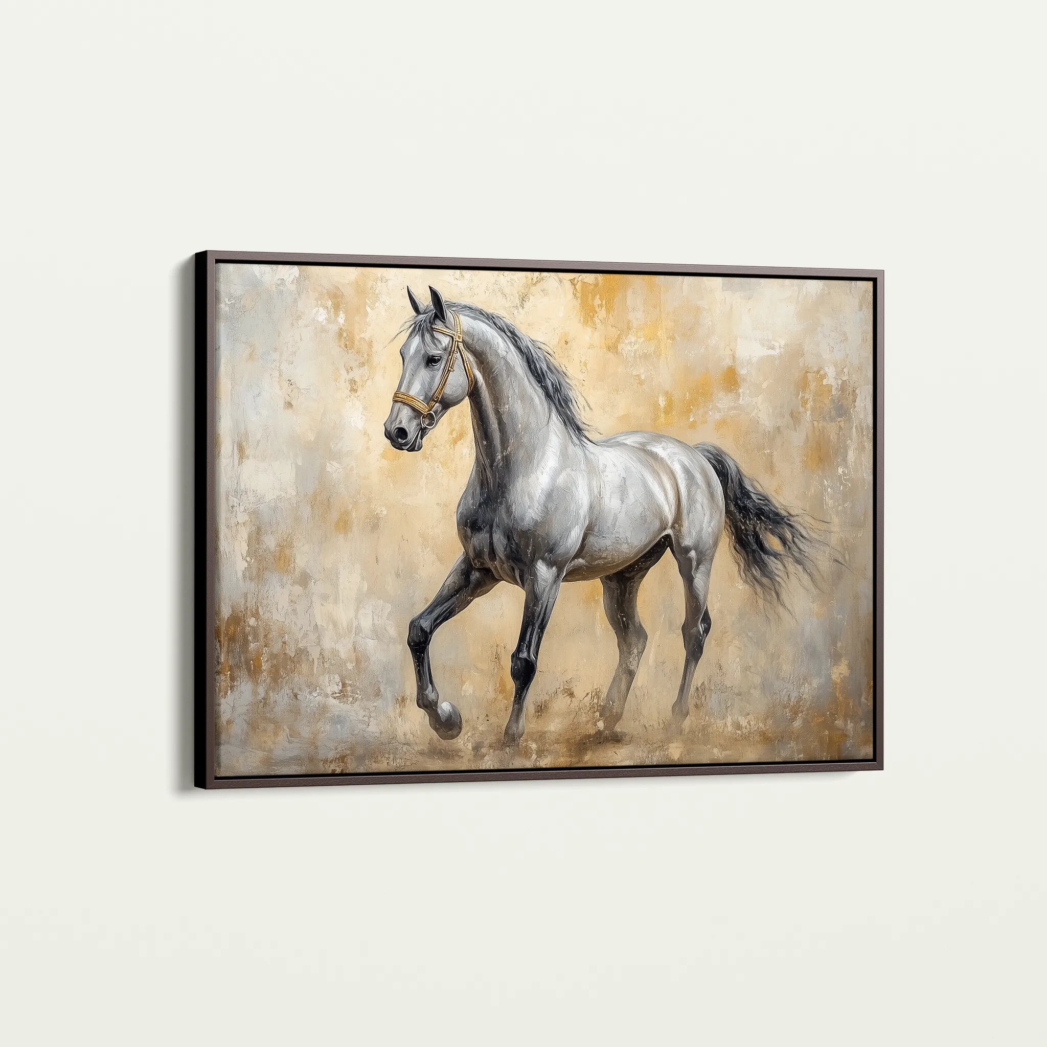 Horses 091 Canvas Art 60 x 40 cm / Black