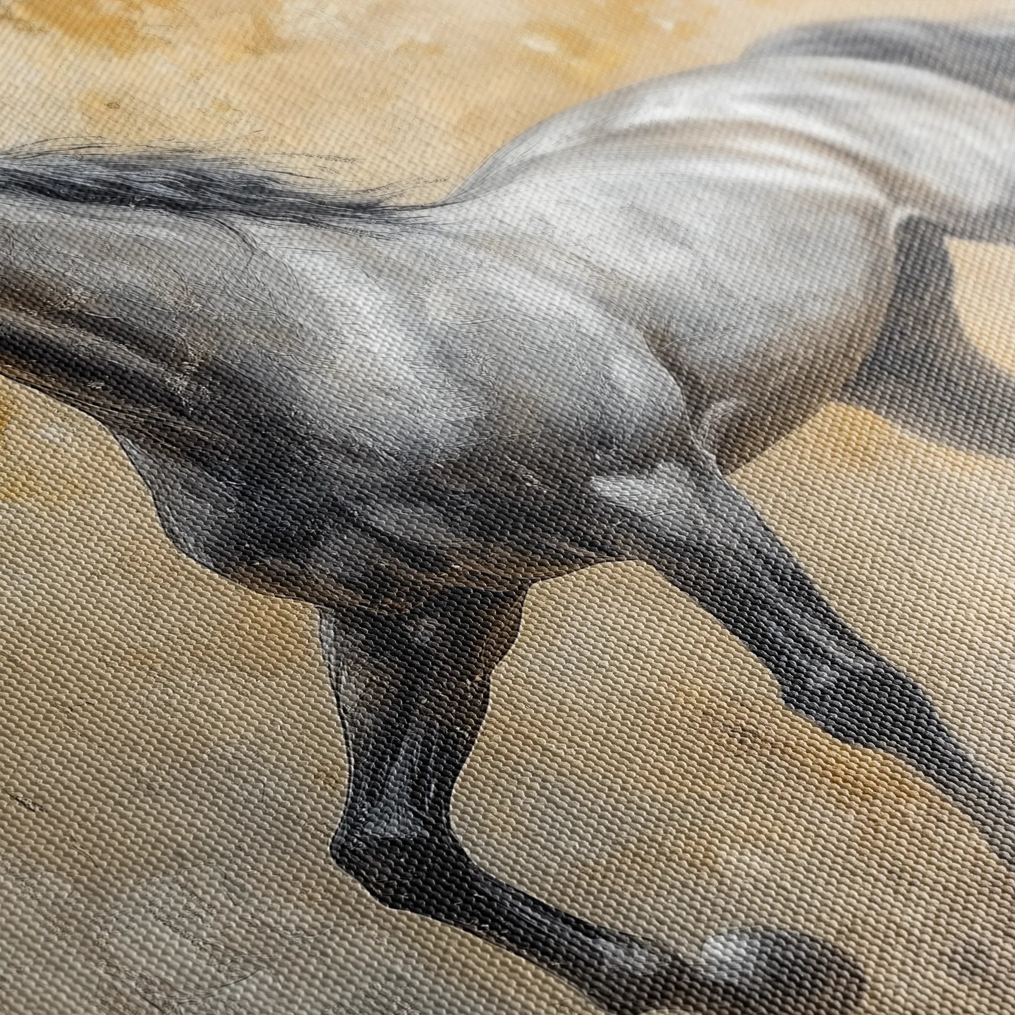 Horses 091 Canvas Art 60 x 40 cm / Black