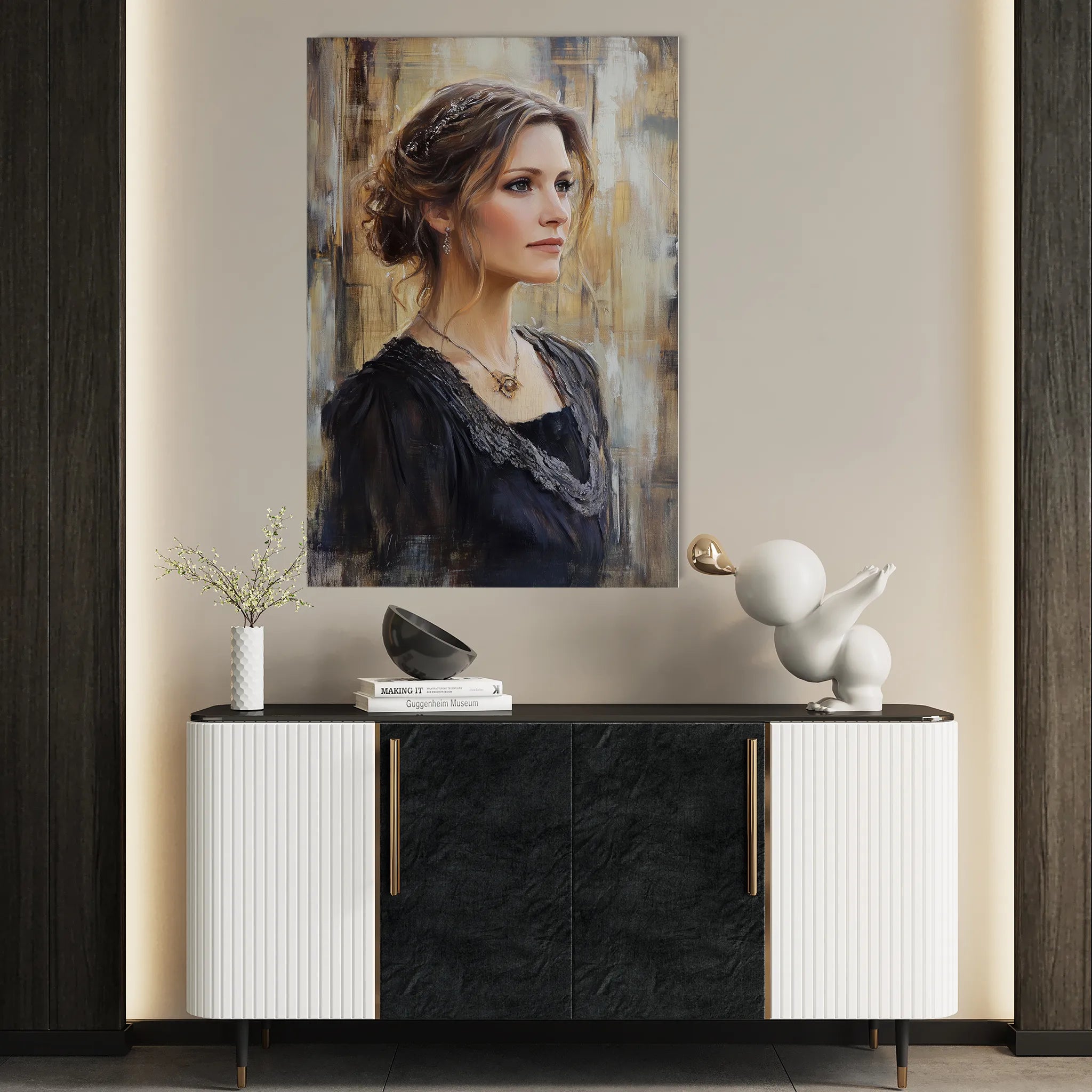 Portrait 091 Canvas Art 60 x 40 cm / Black