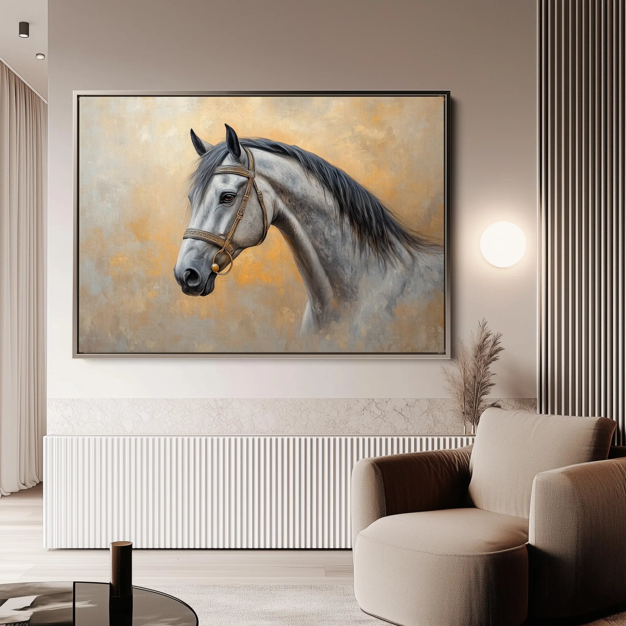 Horses 092 Canvas Art 60 x 40 cm / Black