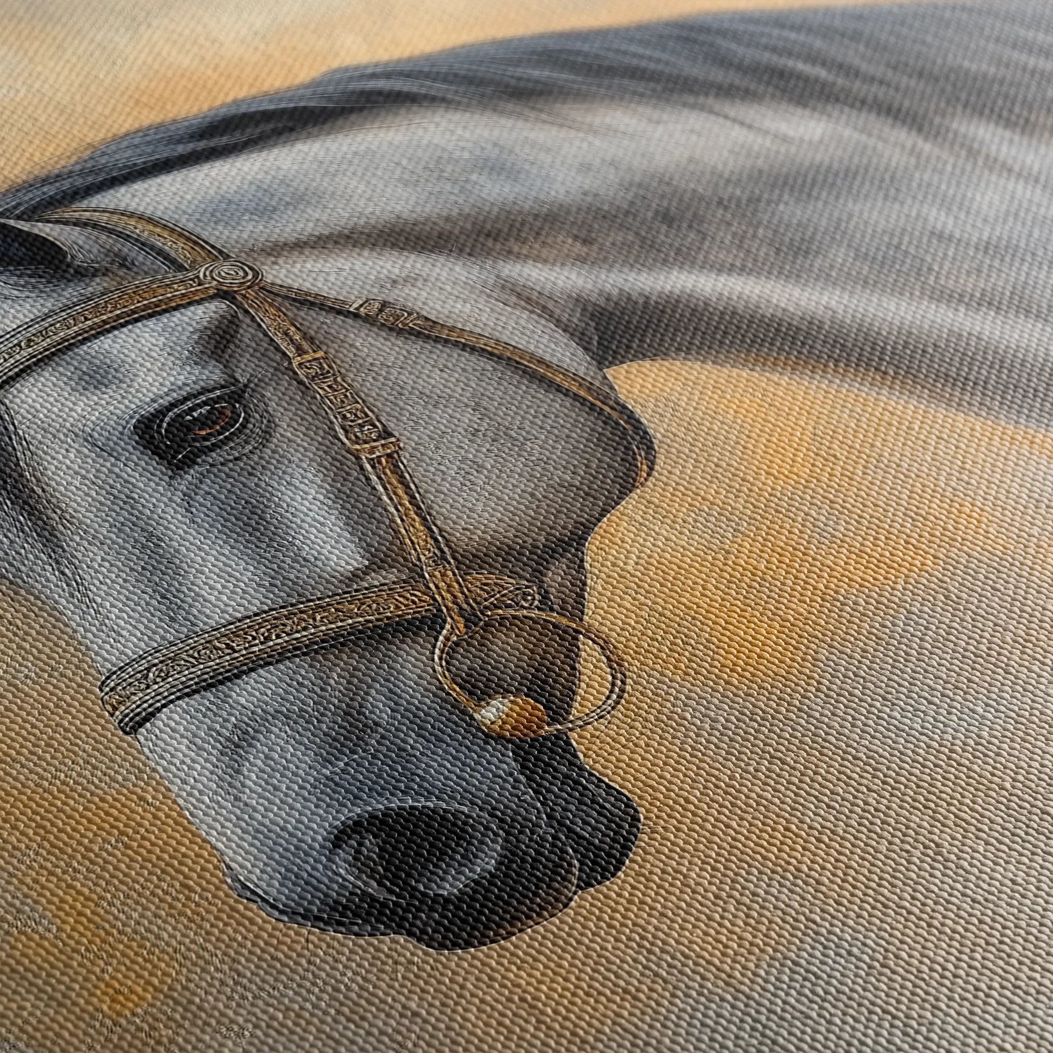Horses 092 Canvas Art 60 x 40 cm / Black