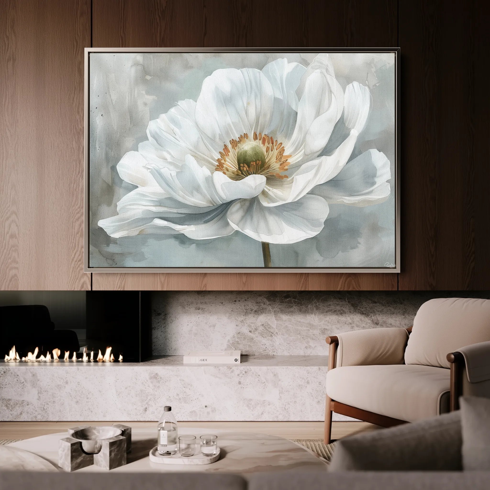 Floral 093 Canvas Art 60 x 40 cm / Black