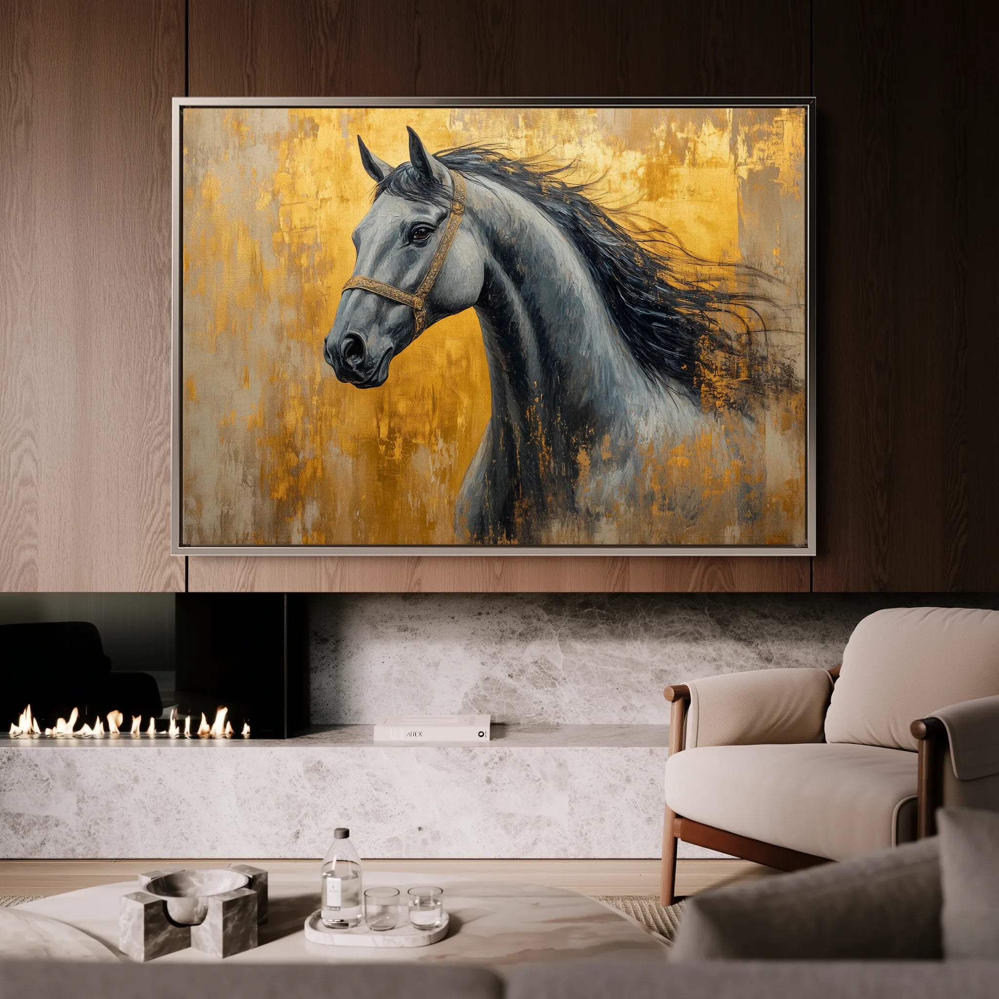 Horses 093 Canvas Art 60 x 40 cm / Black