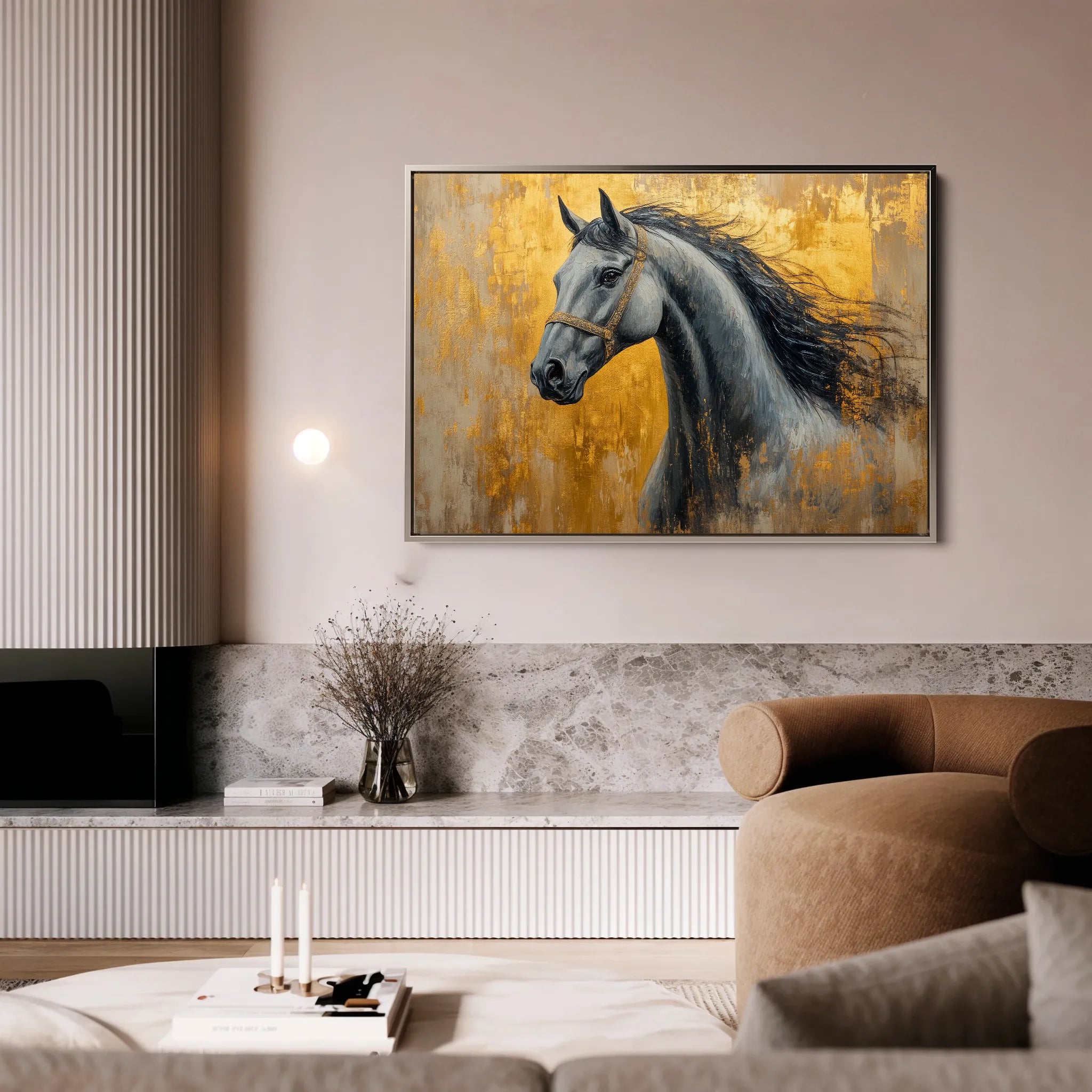 Horses 093 Canvas Art 60 x 40 cm / Black