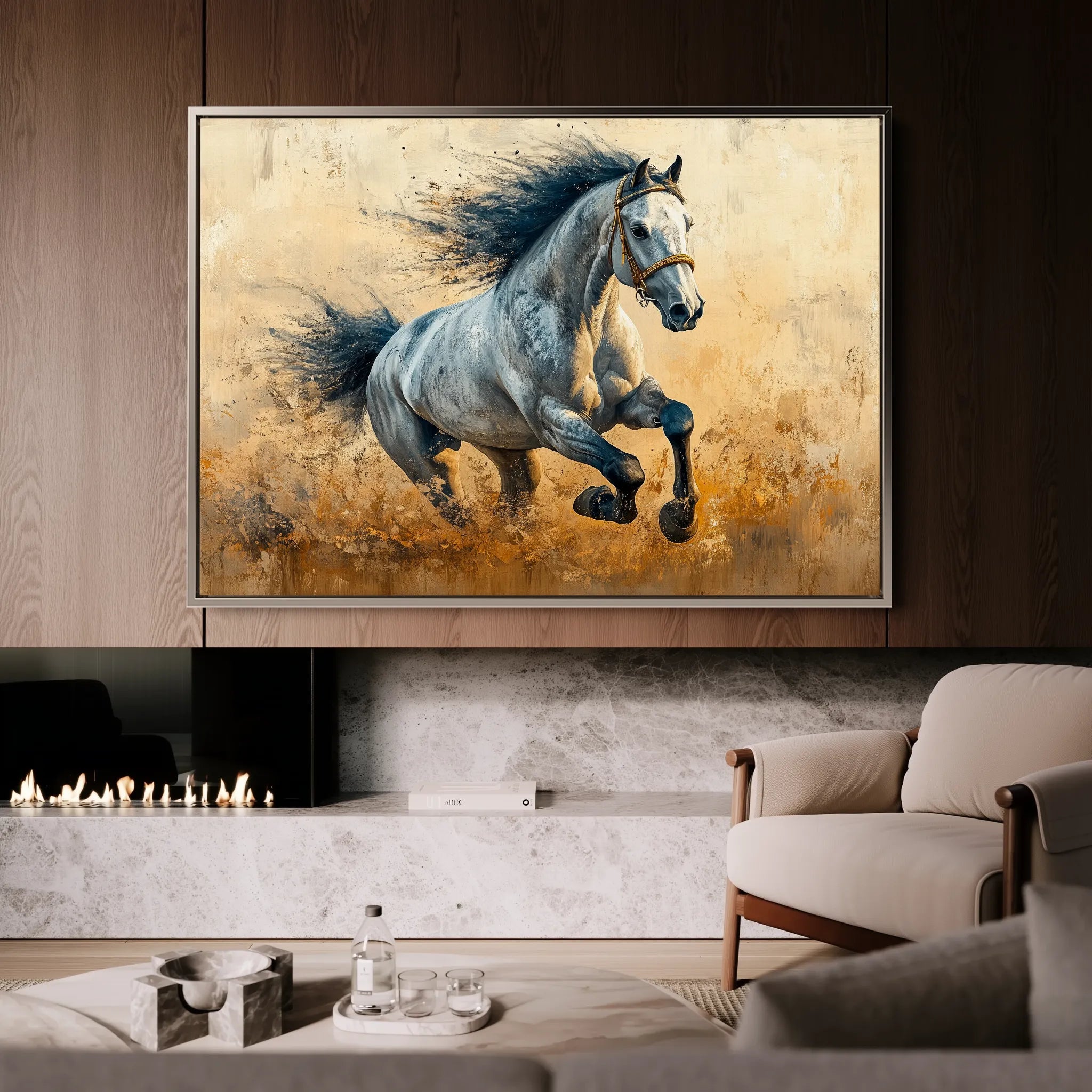 Horses 094 Canvas Art 60 x 40 cm / Black