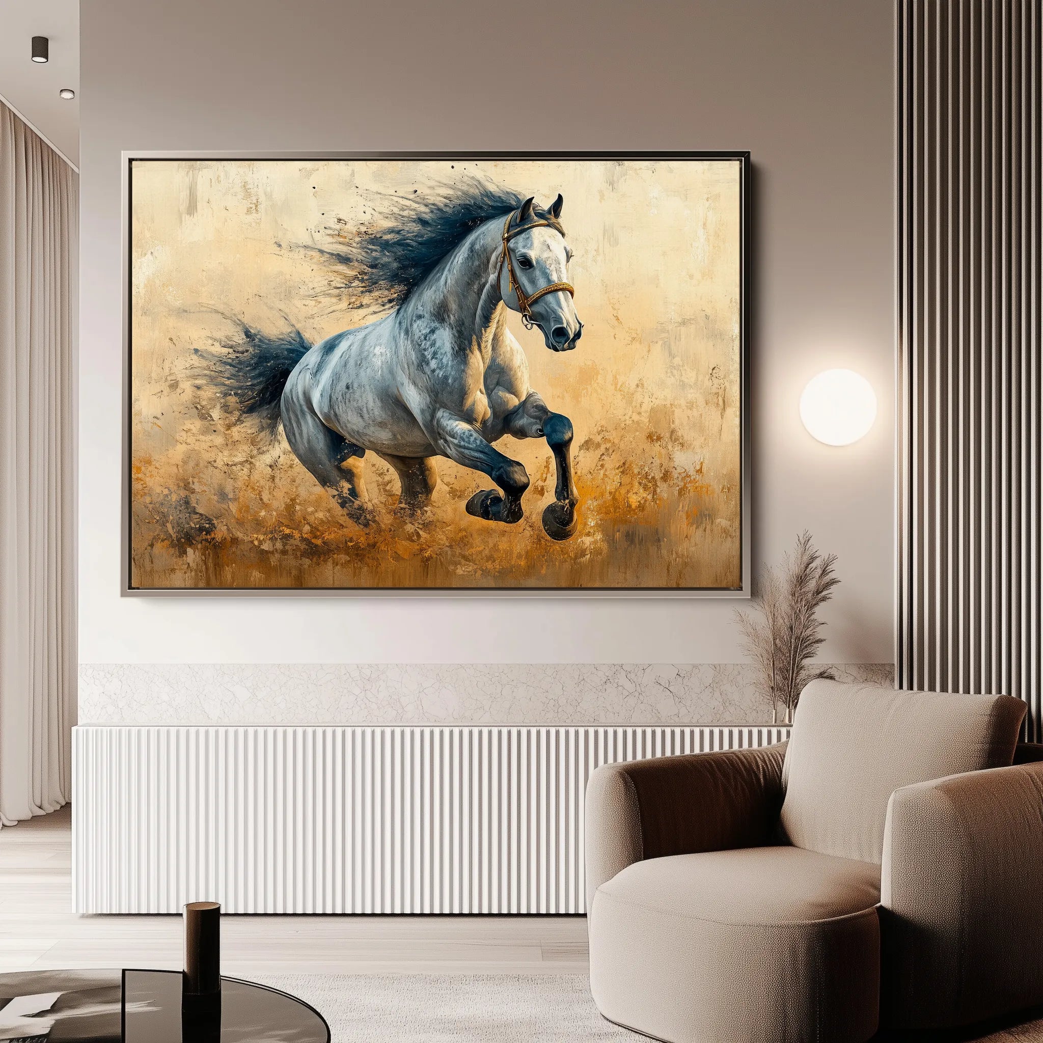 Horses 094 Canvas Art 60 x 40 cm / Black