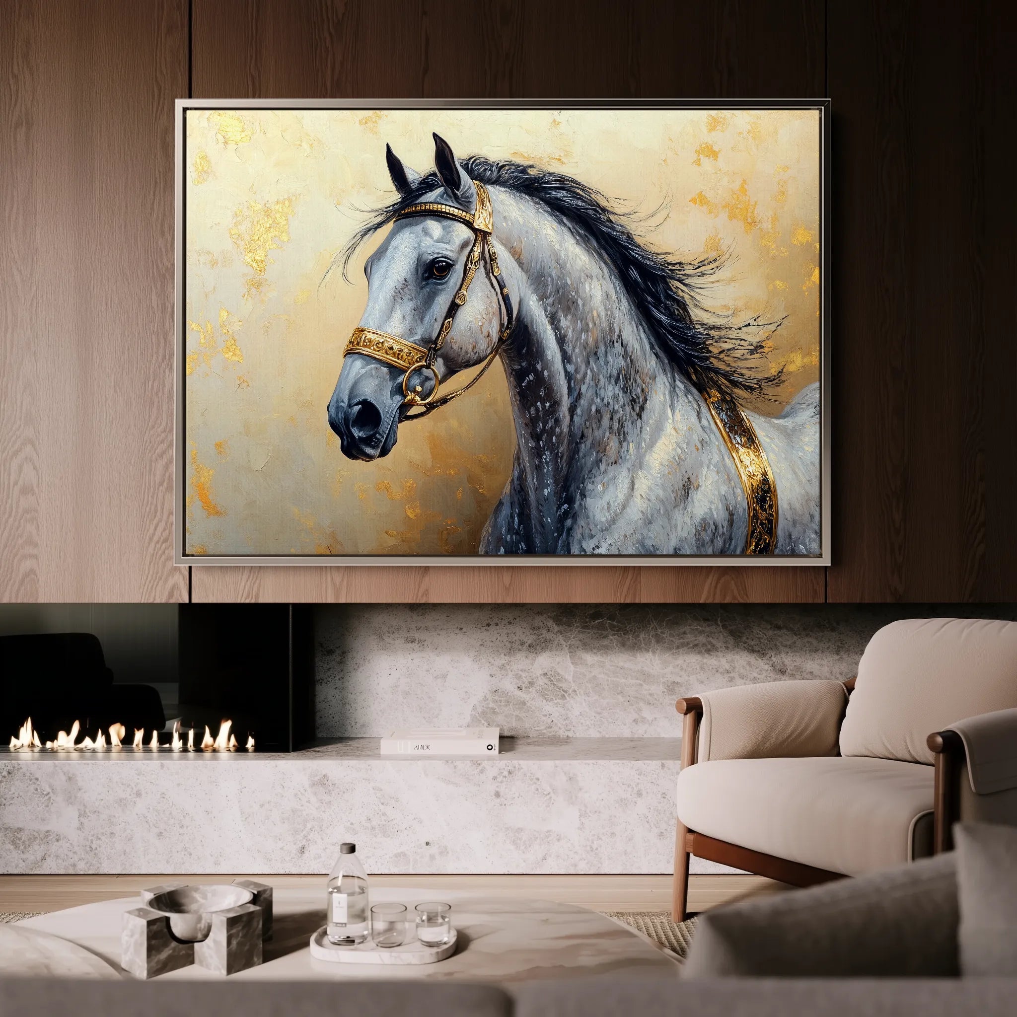 Horses 095 Canvas Art 60 x 40 cm / Black