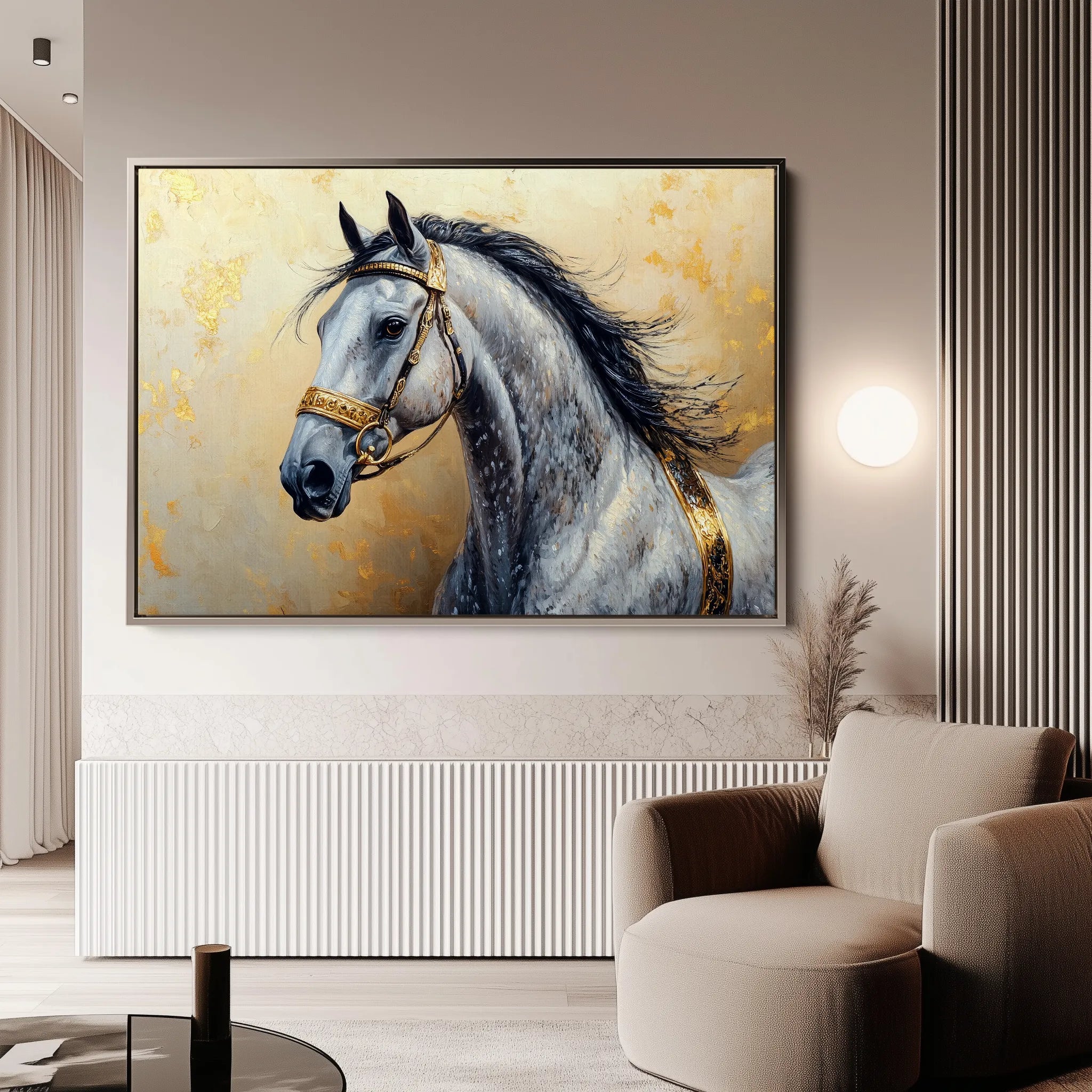 Horses 095 Canvas Art 60 x 40 cm / Black