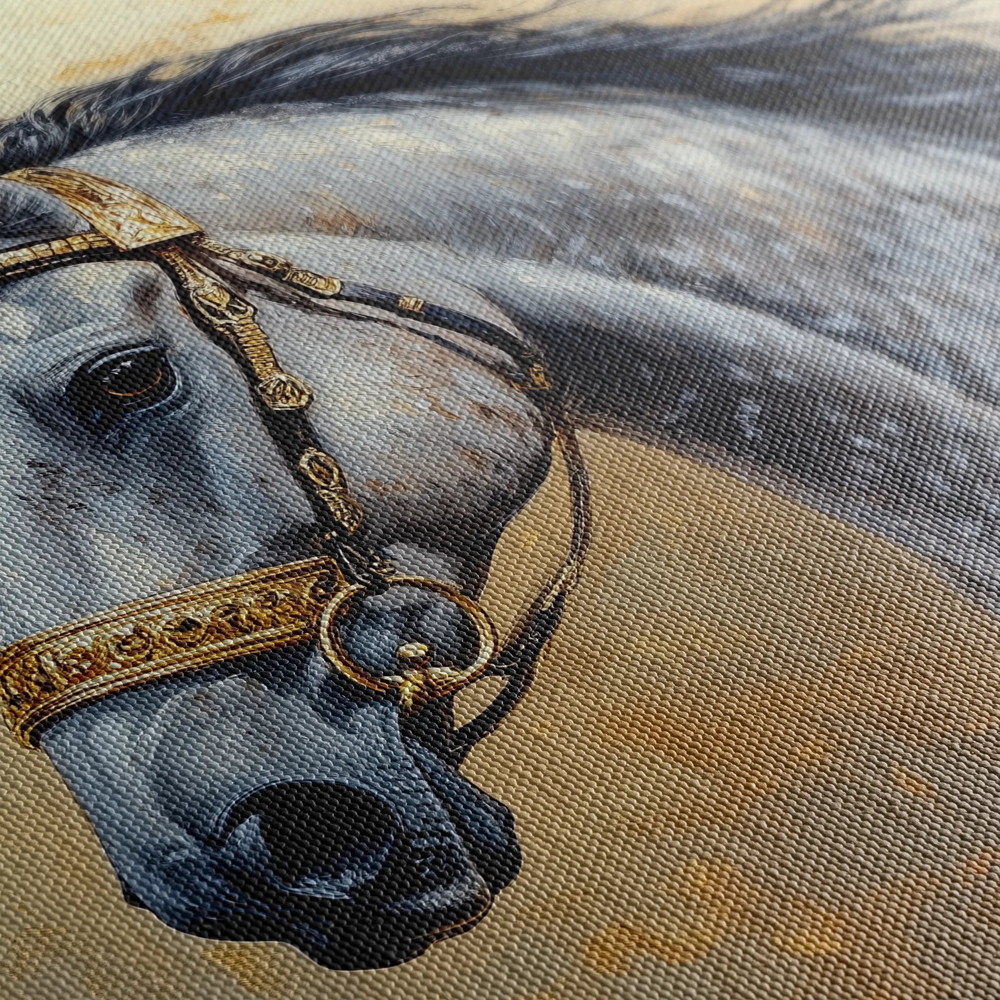 Horses 095 Canvas Art 60 x 40 cm / Black