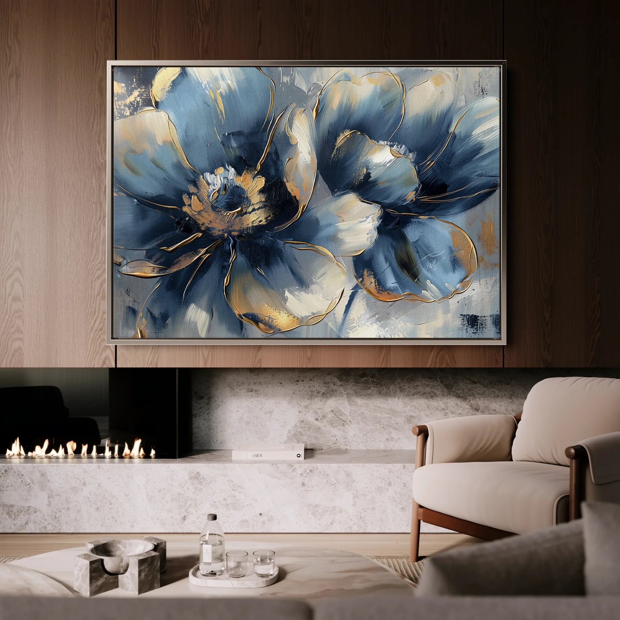Floral 096 Canvas Art 60 x 40 cm / Black