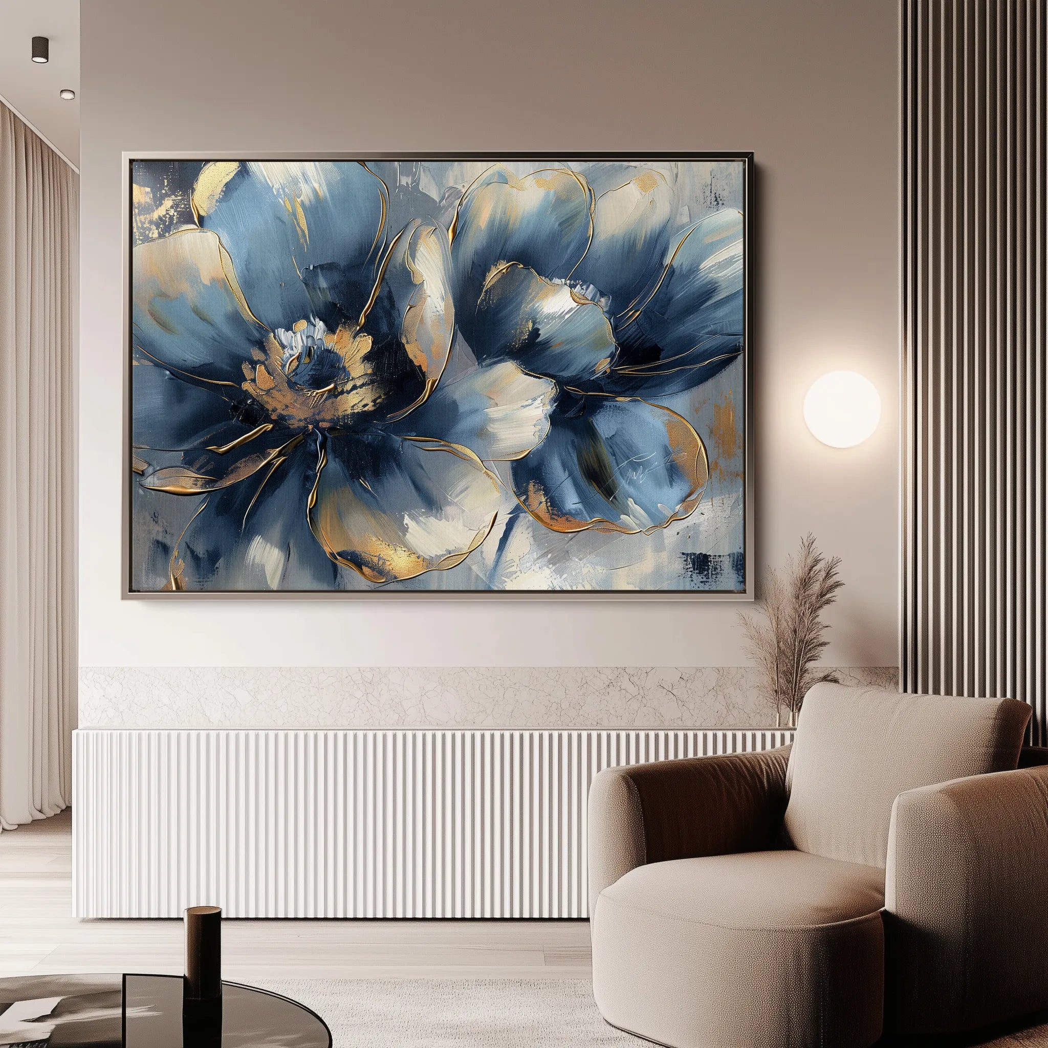 Floral 096 Canvas Art 60 x 40 cm / Black