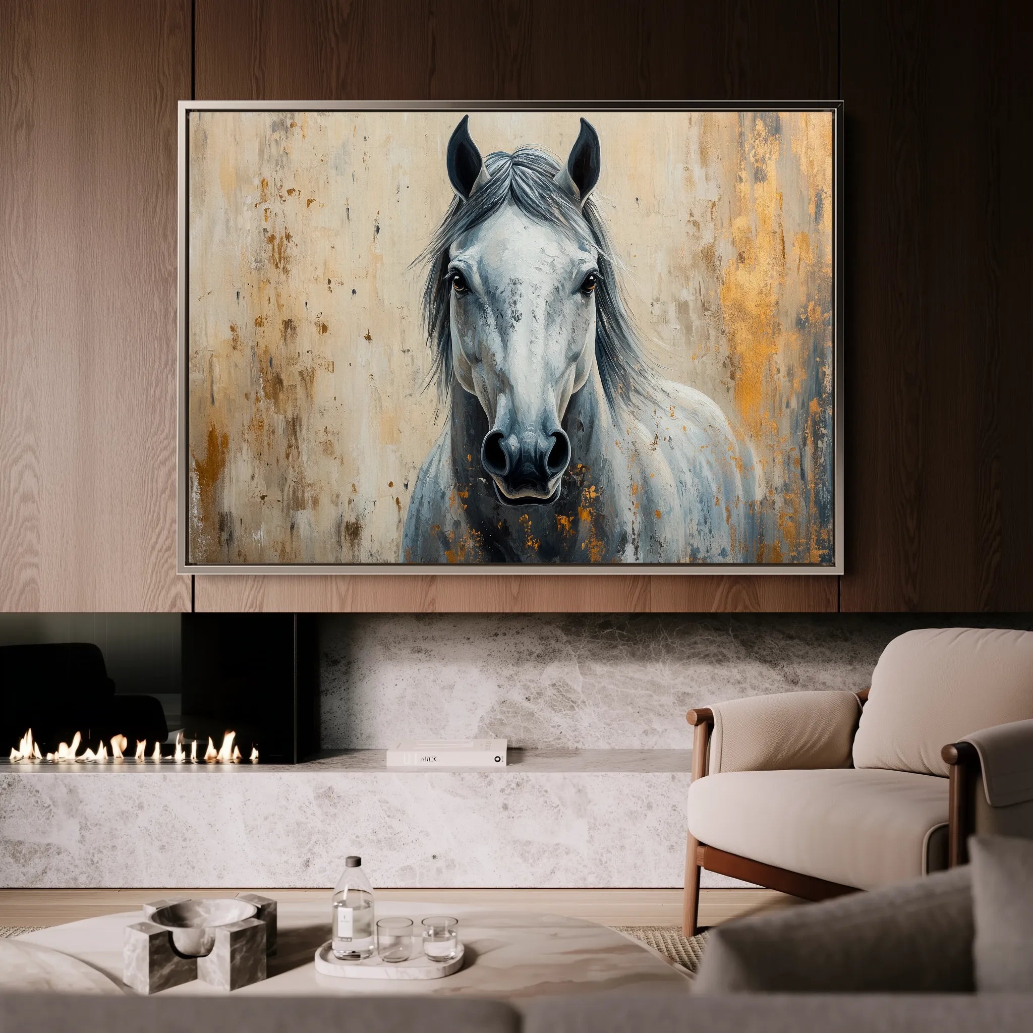 Horses 097 Canvas Art 60 x 40 cm / Black
