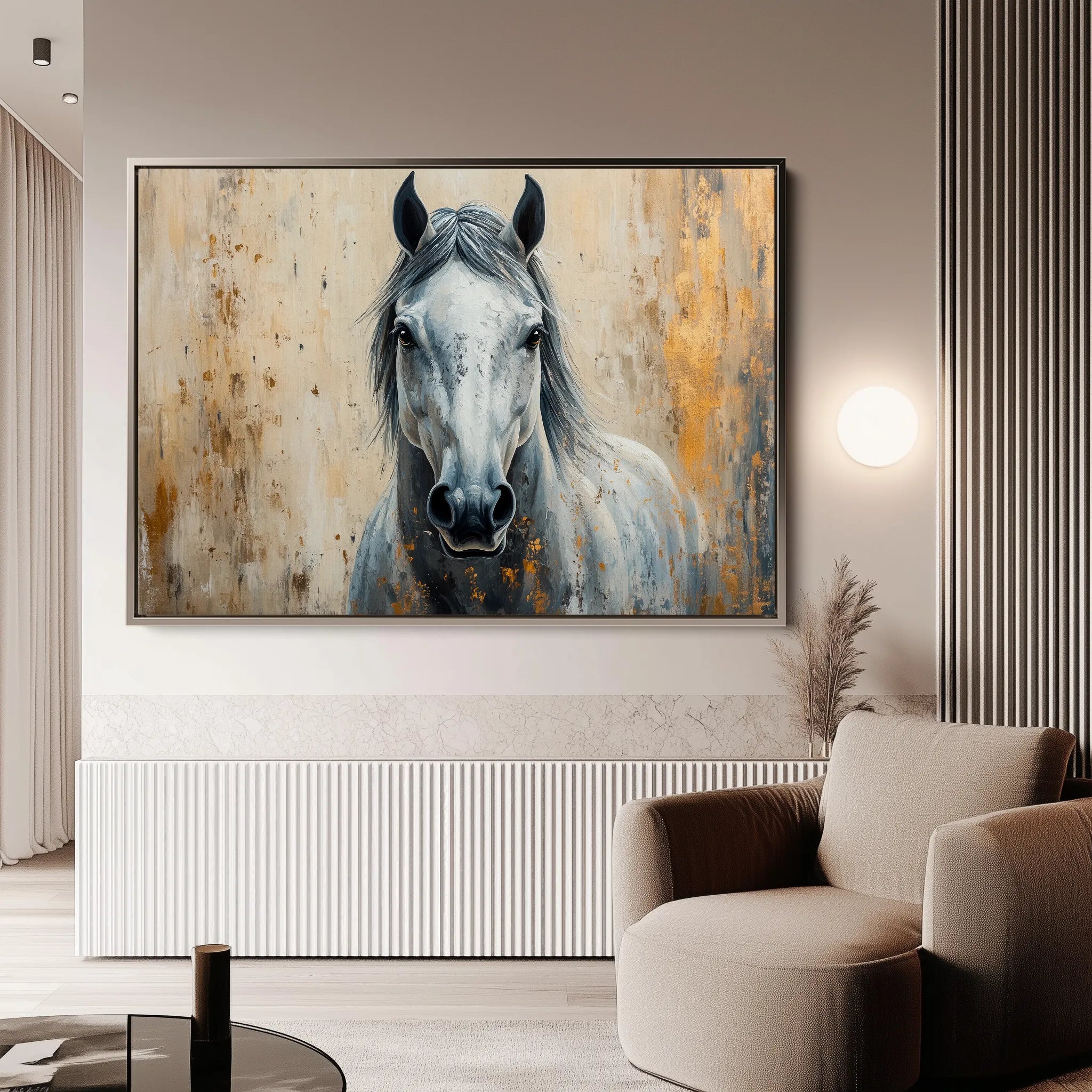Horses 097 Canvas Art 60 x 40 cm / Black