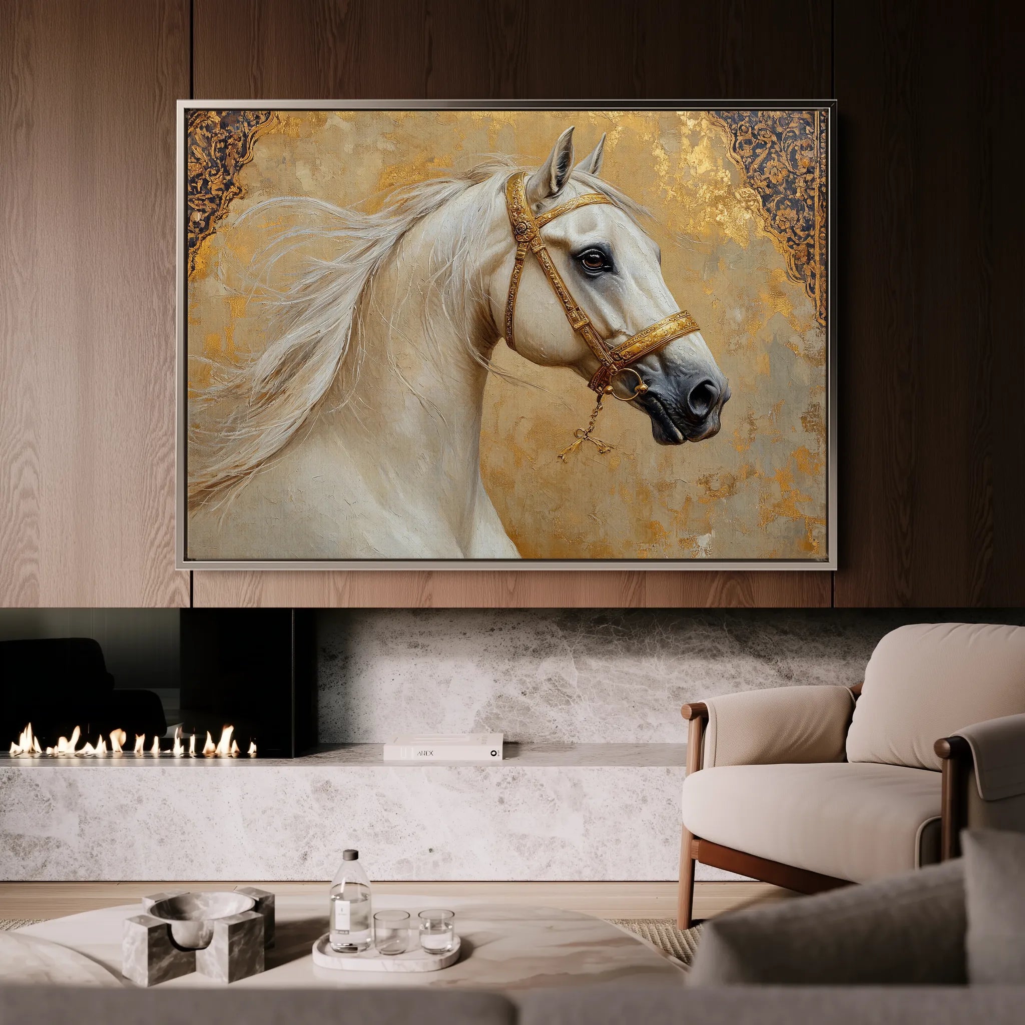 Horses 100 Canvas Art 60 x 40 cm / Black