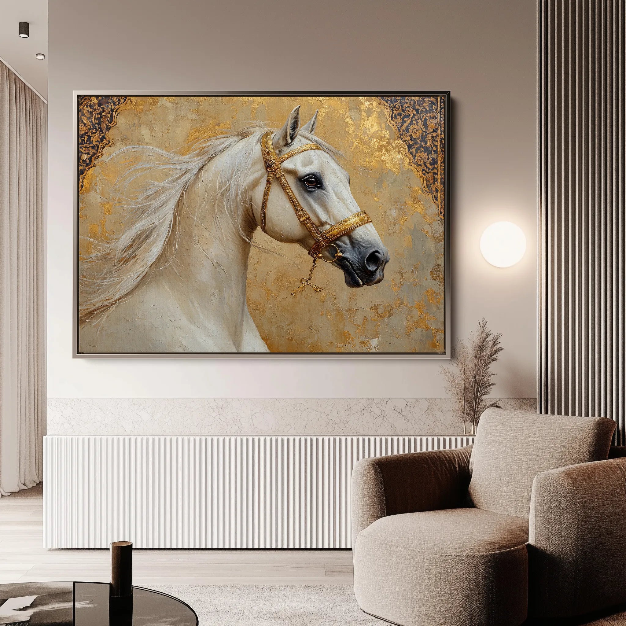 Horses 100 Canvas Art 60 x 40 cm / Black