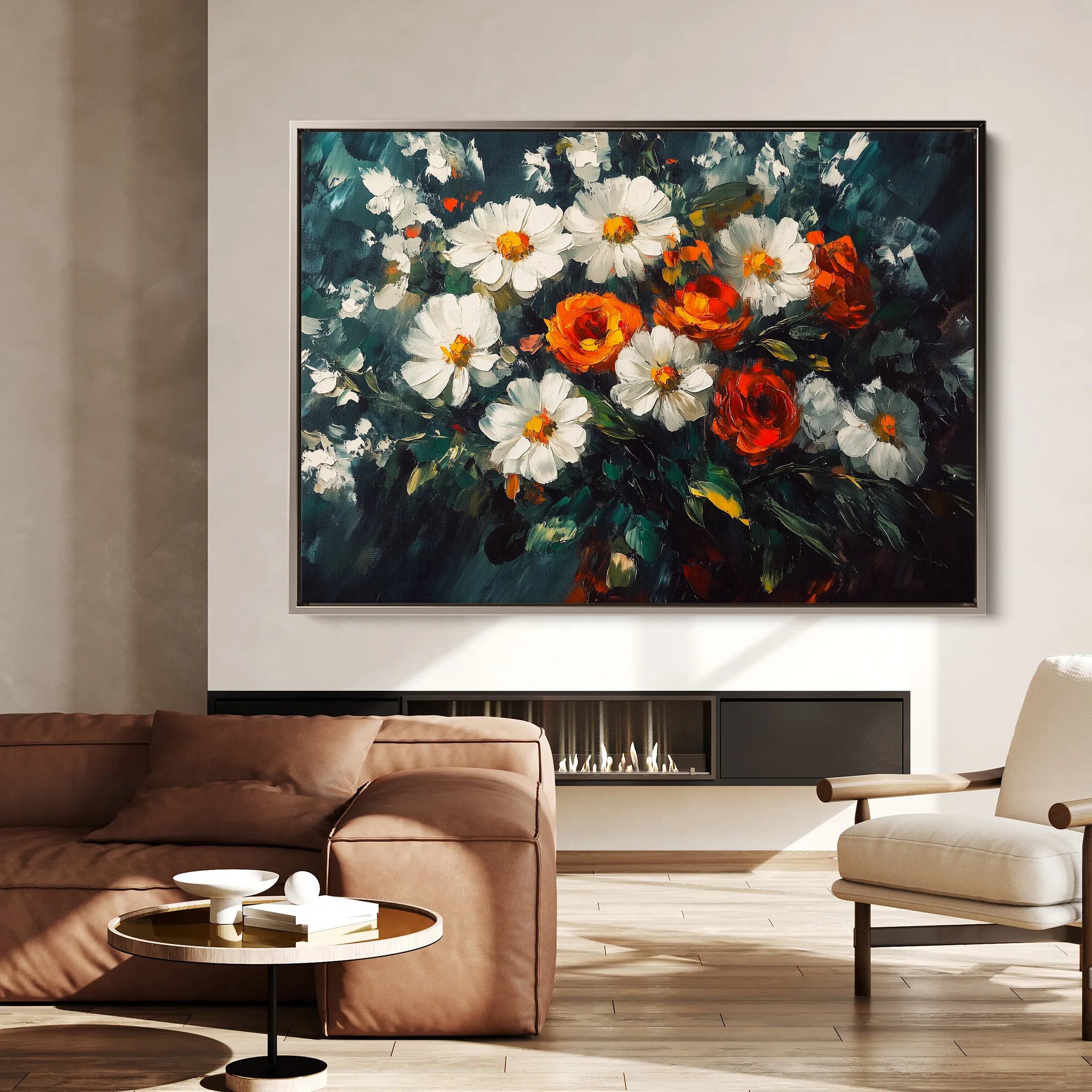 Floral 1002 Canvas Art 60 x 40 cm / Black