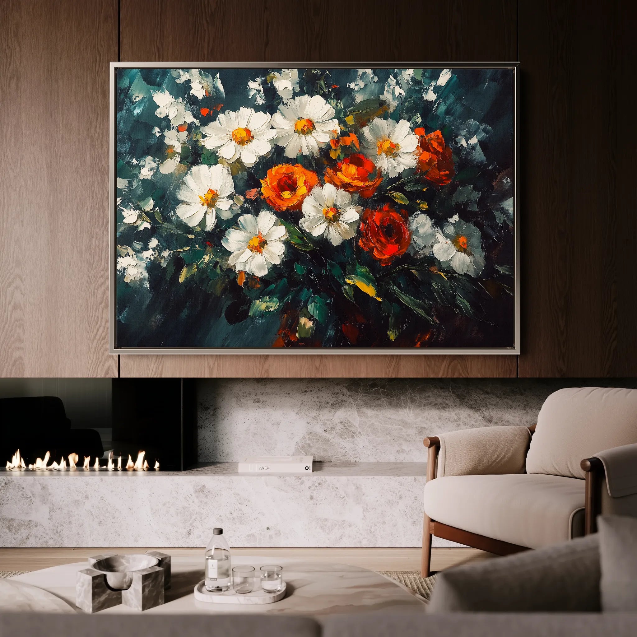 Floral 1002 Canvas Art 60 x 40 cm / Black